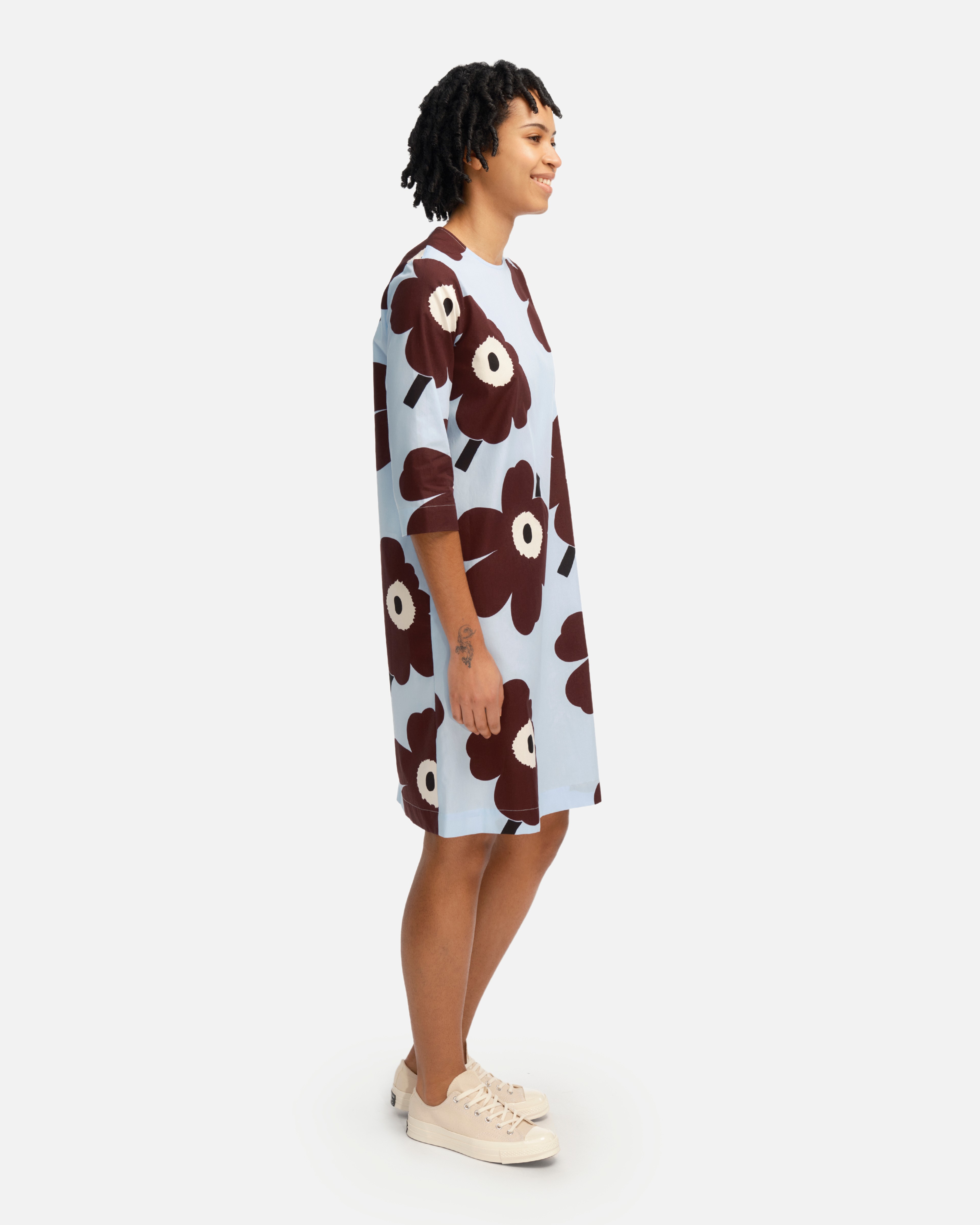 Tähtitarha Juhla Unikko, -puuvillapopliinimekko, v.sininen, t.punainen, musta,