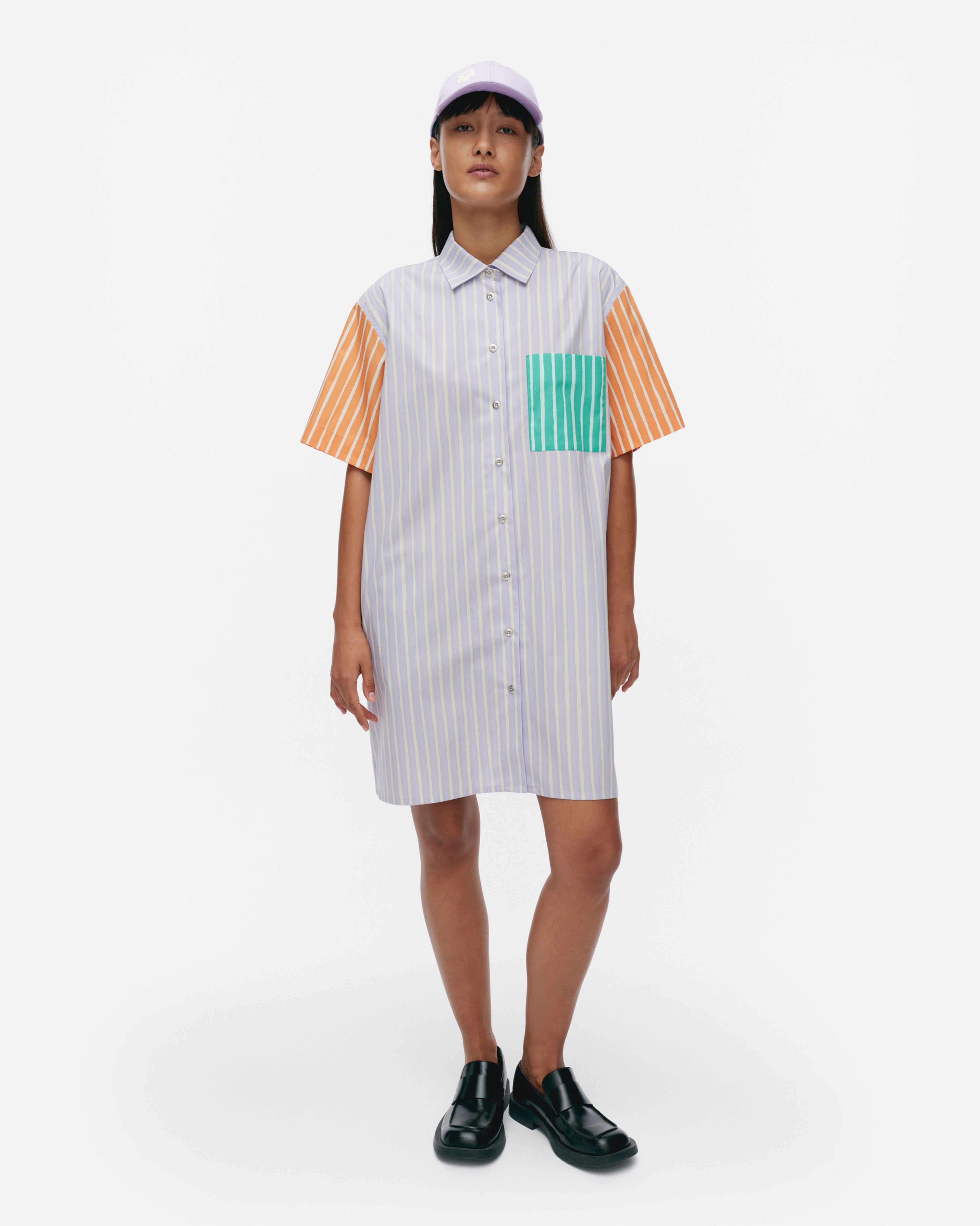 Jokapoika Dress, Kioski cotton shirt dress, multicolor lilac,