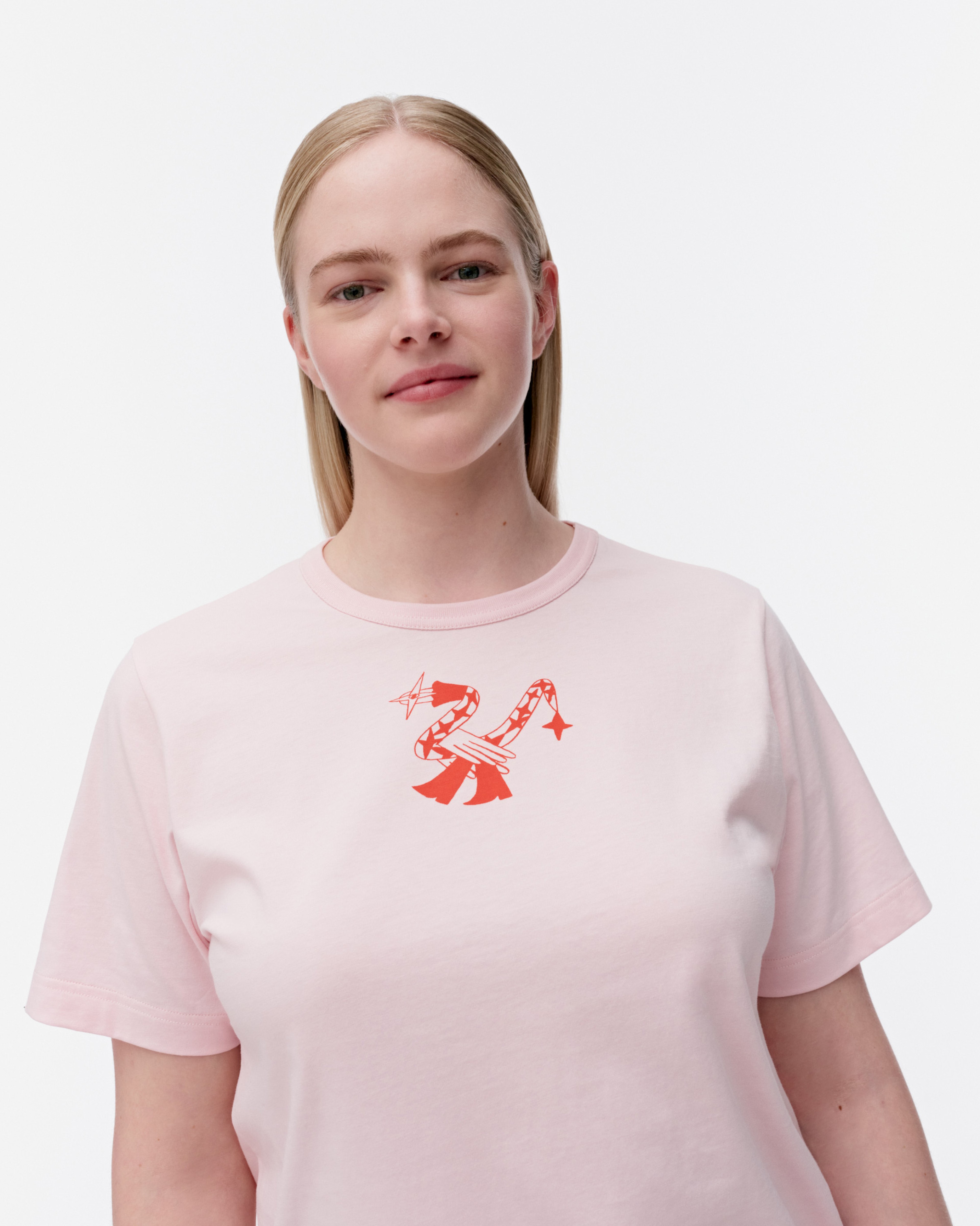 Erna Flying Serpent placement, Kioski t-shirt, light pink, red,