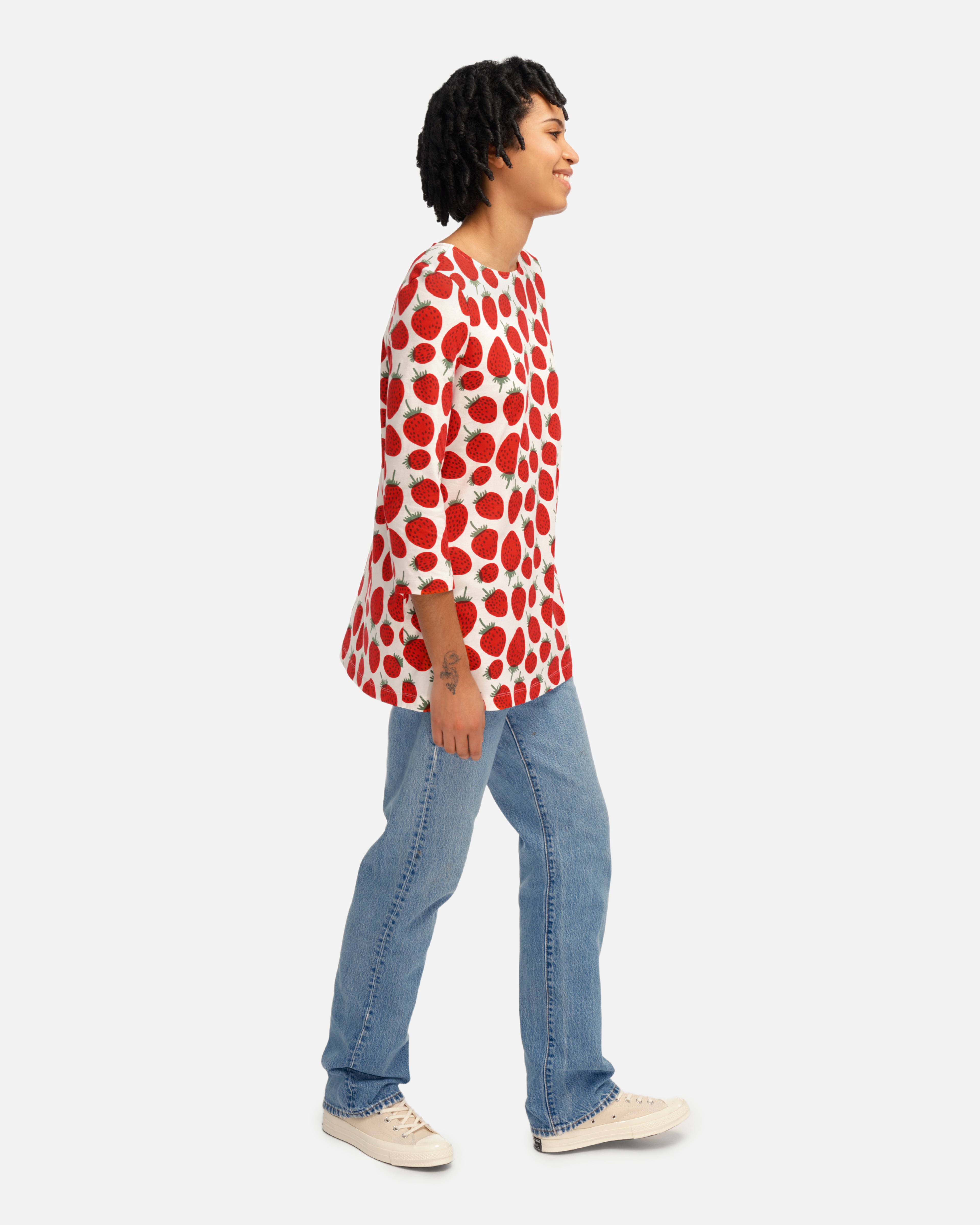 Harppi Mansikka, Trikootunika, valkoinen, punainen, vihreä,