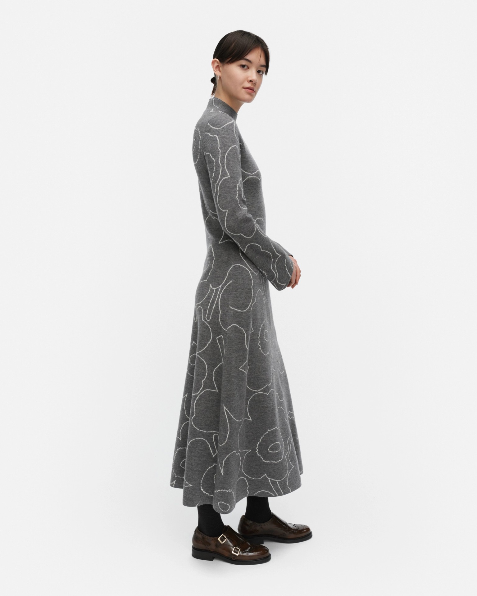 Willat Piirto Unikko, Knitted dress, dark grey, off white,