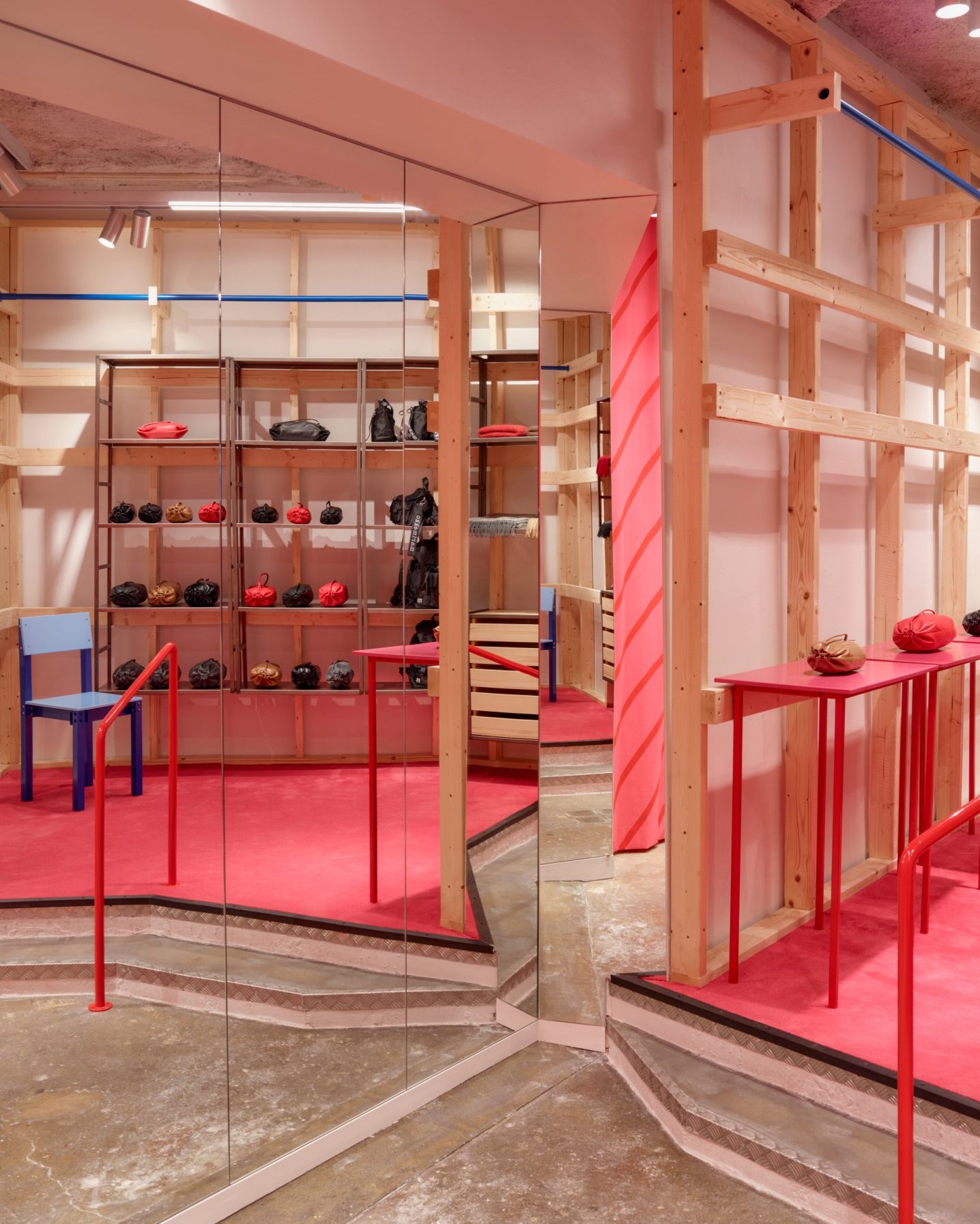 Display of Karla leather bags.