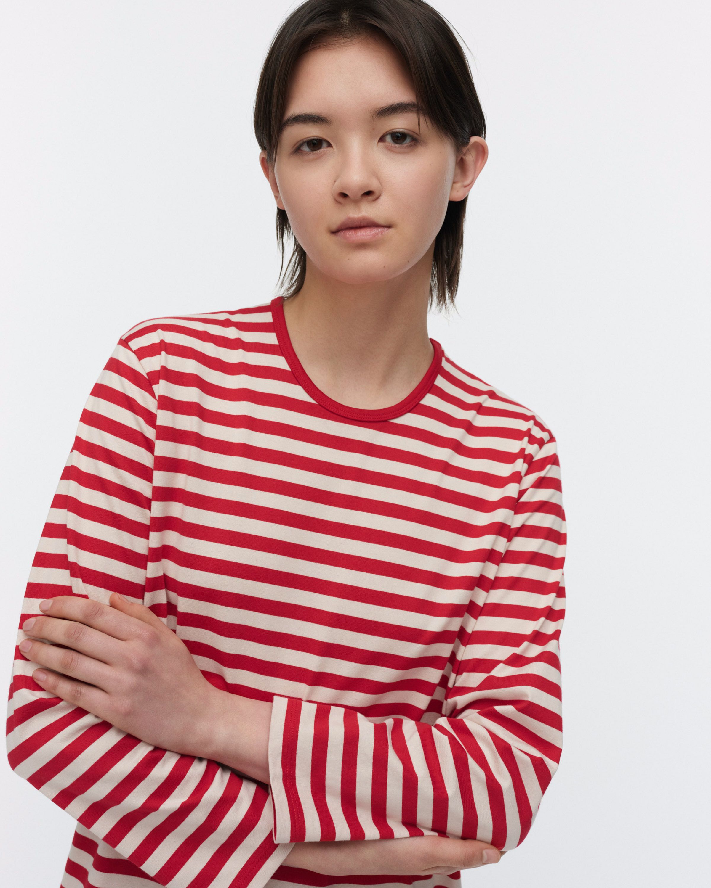 marimekko Tasaraita Relaxed XS 赤白ストライプ marimekko Tasaraita Relaxed XS 赤白ストライプ