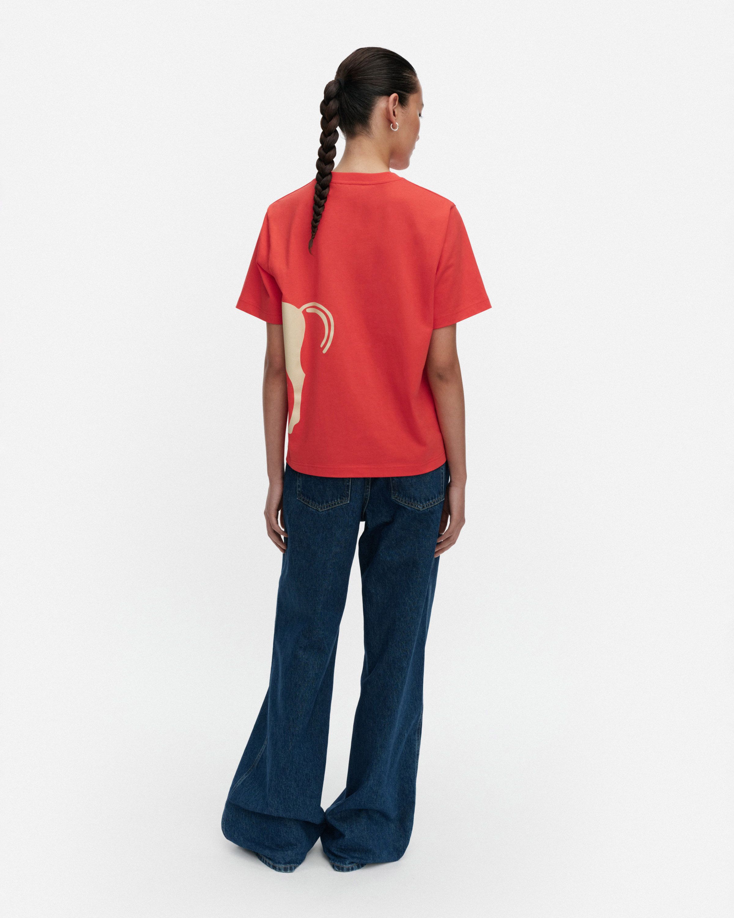 Else Musta Tamma Placement Kioski t-shirt red, beige | Marimekko