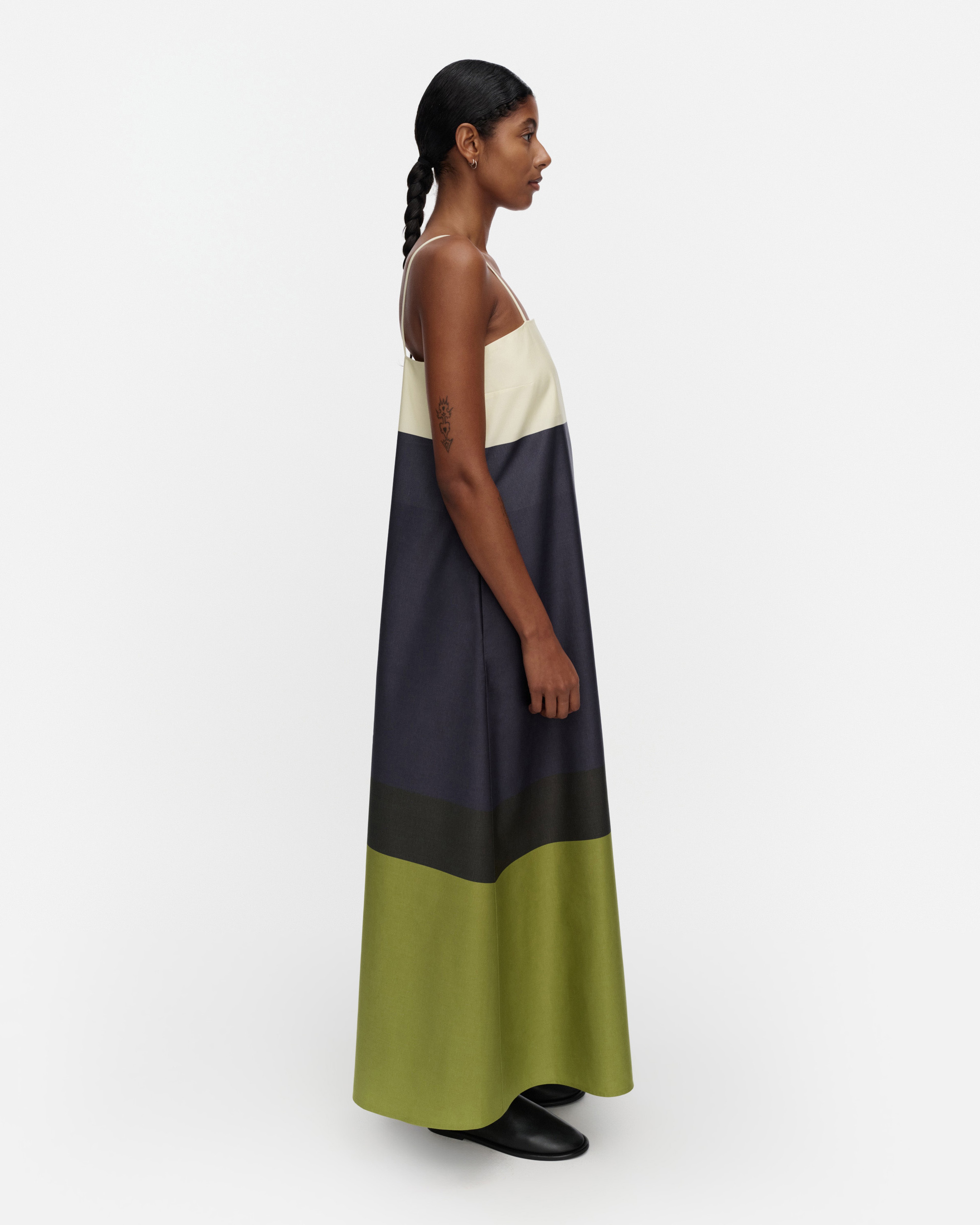 Symmetria Hennika, Dress, light yellow, dark blue, green,