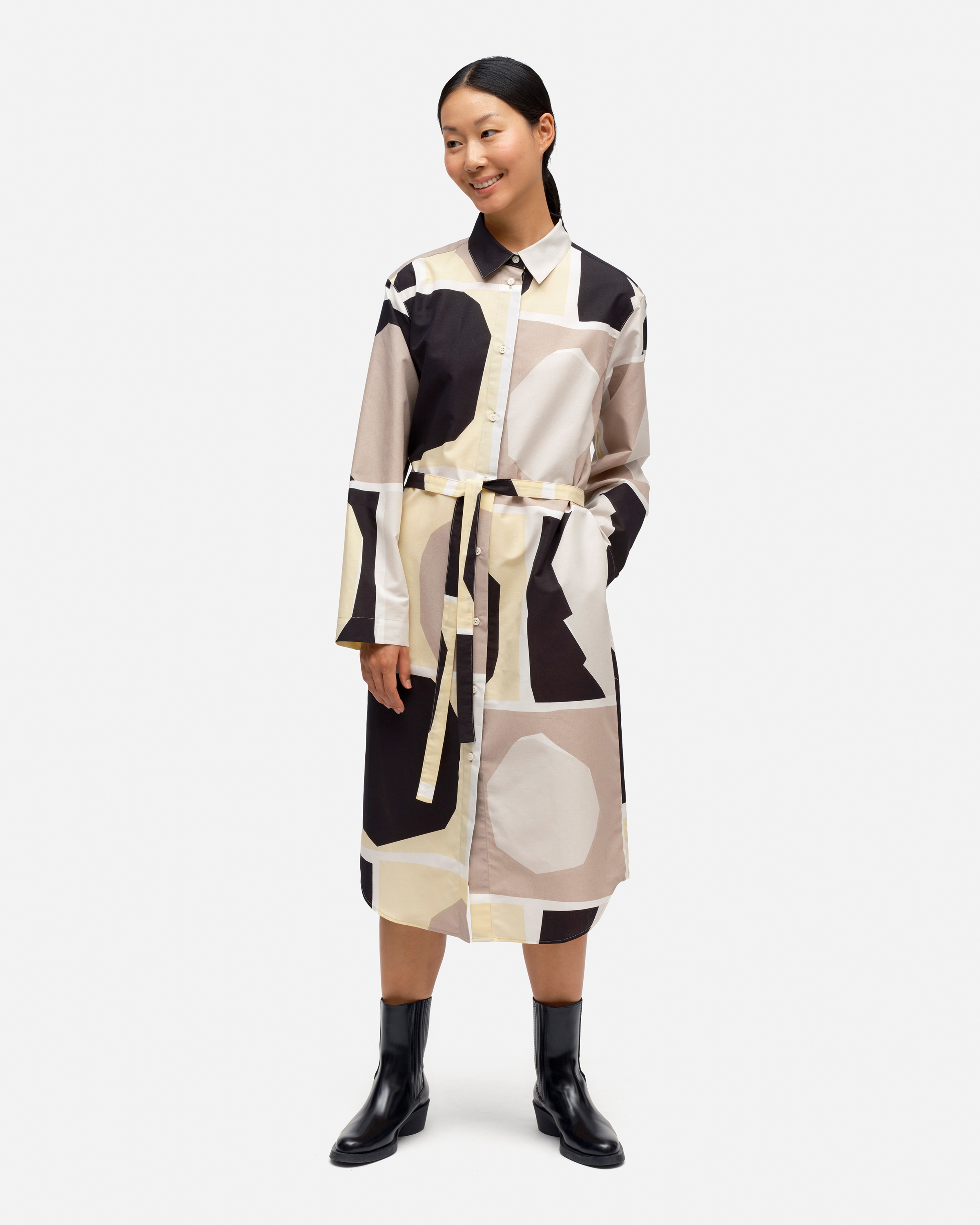 Viivain Iso Pampula, Mekko, musta, harmaa, beige,