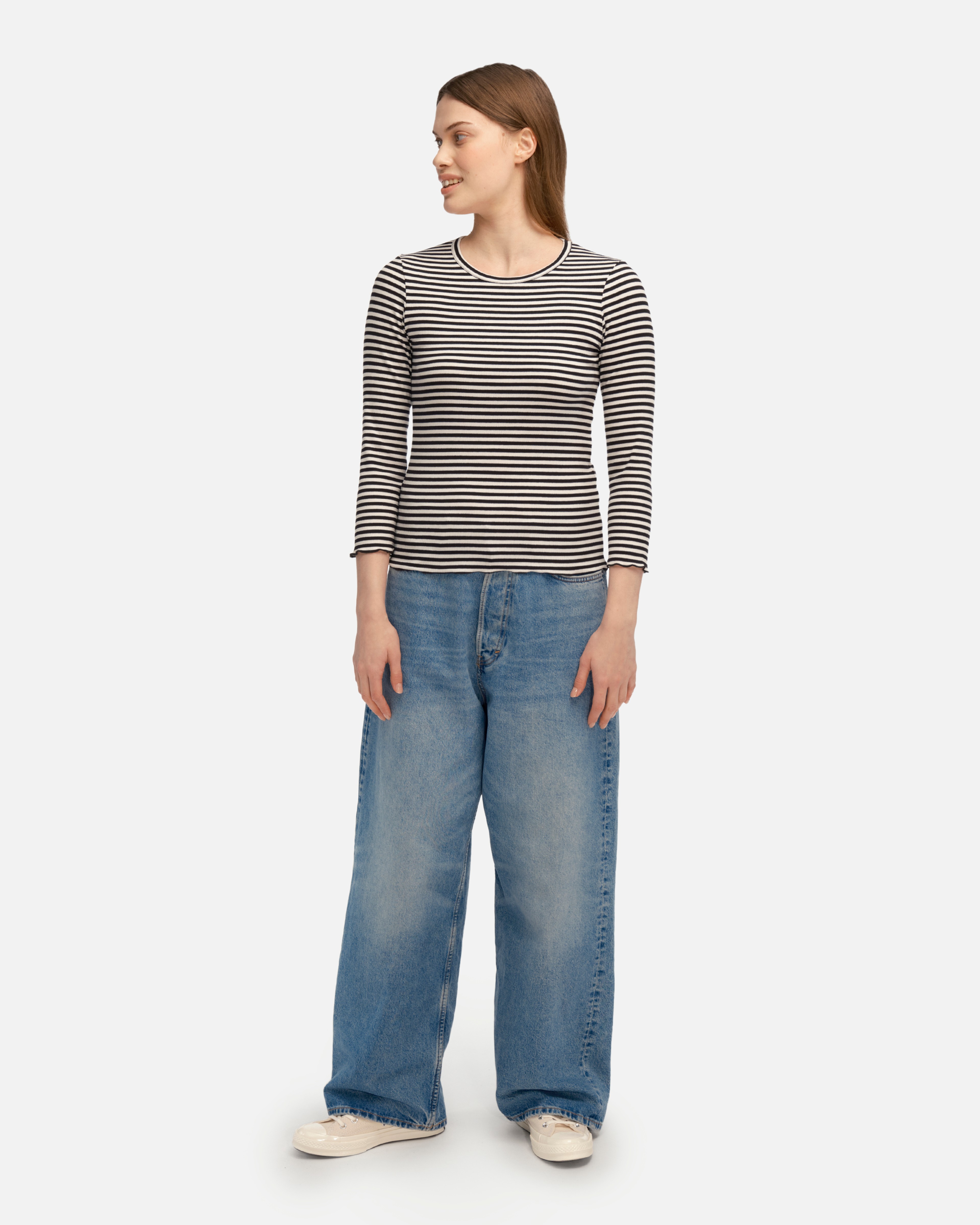 Purismi Puoliraita, Rib top, black, white,