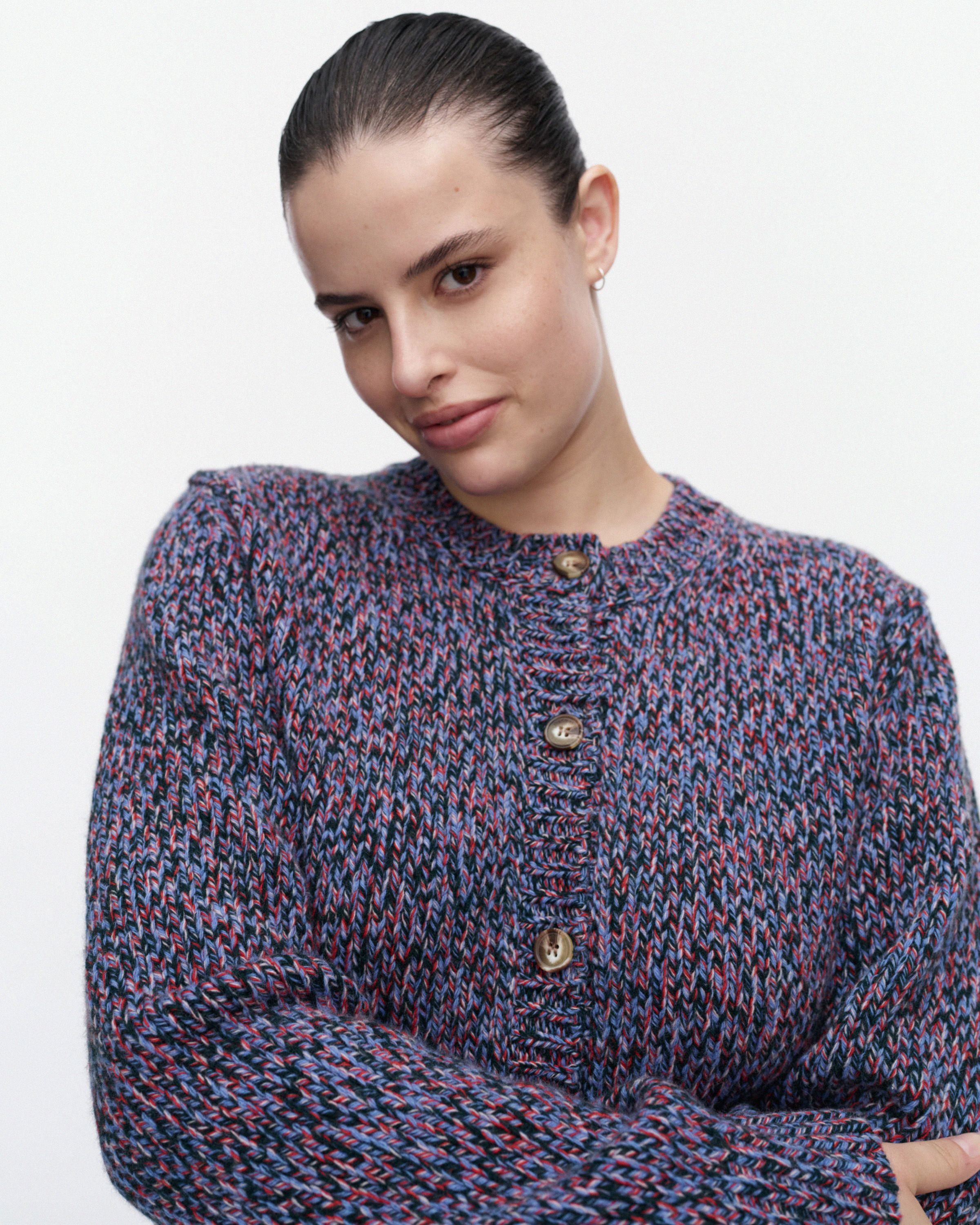 Hässäkkä Knitted cardigan blue, red, white, black | Marimekko