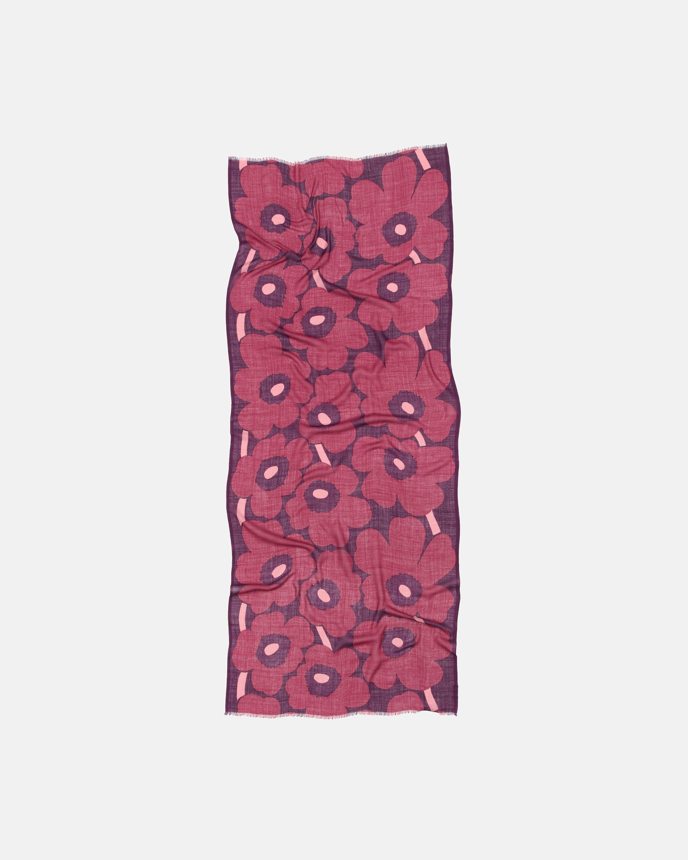 Fiore Unikko Scarf dark red, dark violet, rose | Marimekko