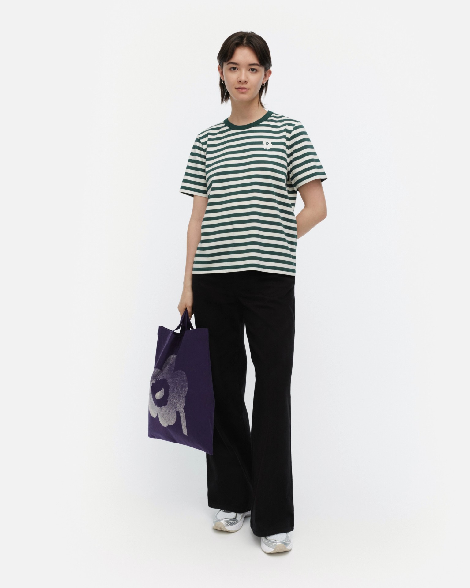 Tasaraita Unikko, Kioski t-shirt, dark green, off white,