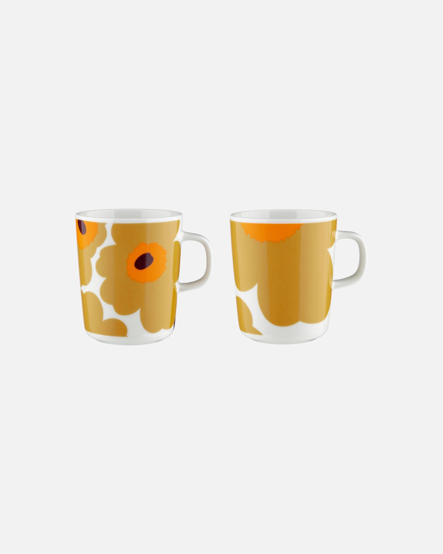 Oiva / Unikko, Mug, set of 2, white, caramel, warm orange,