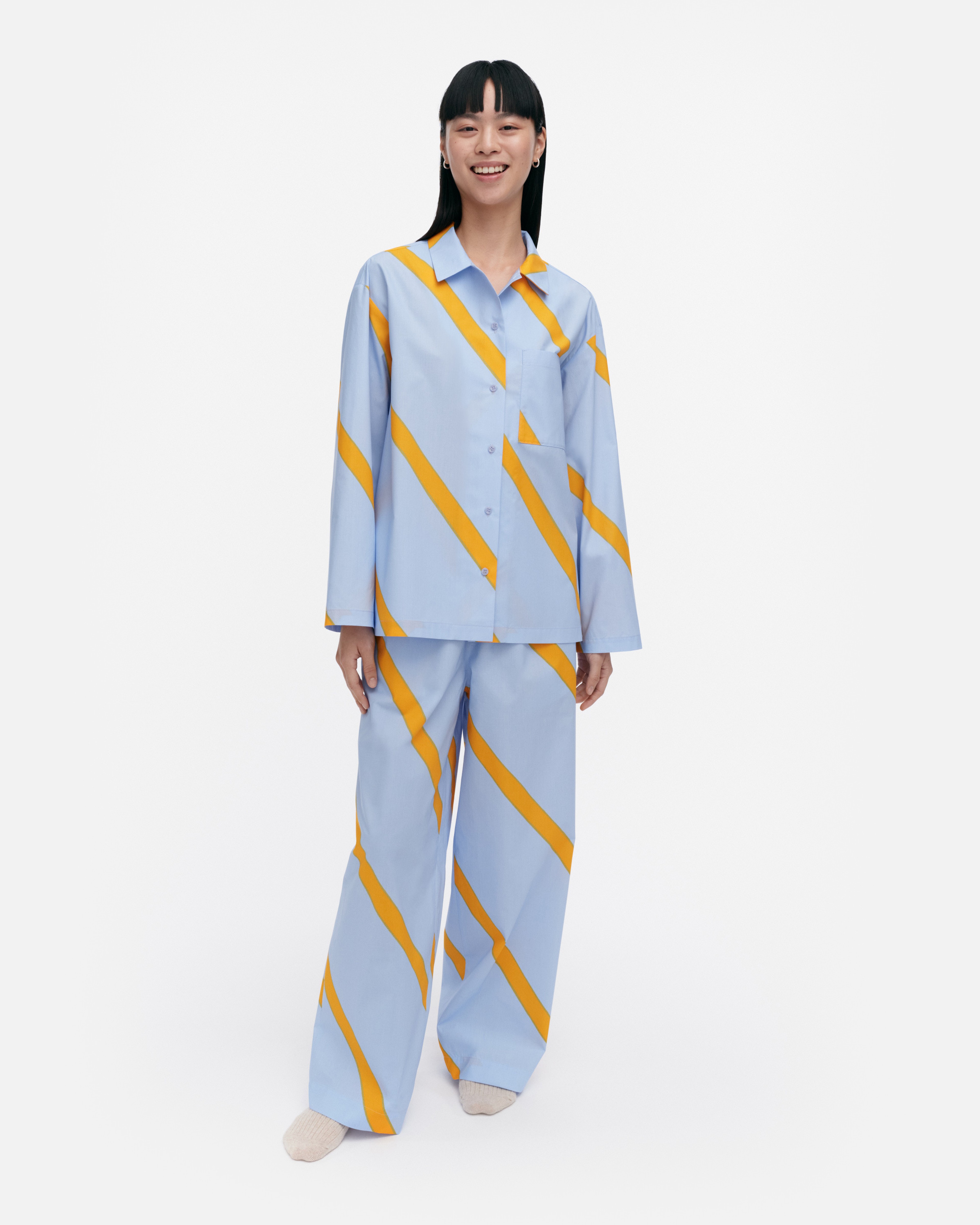 Heili Basso / Laila Gohar for Marimekko, Pyjama shirt, light blue, yellow,