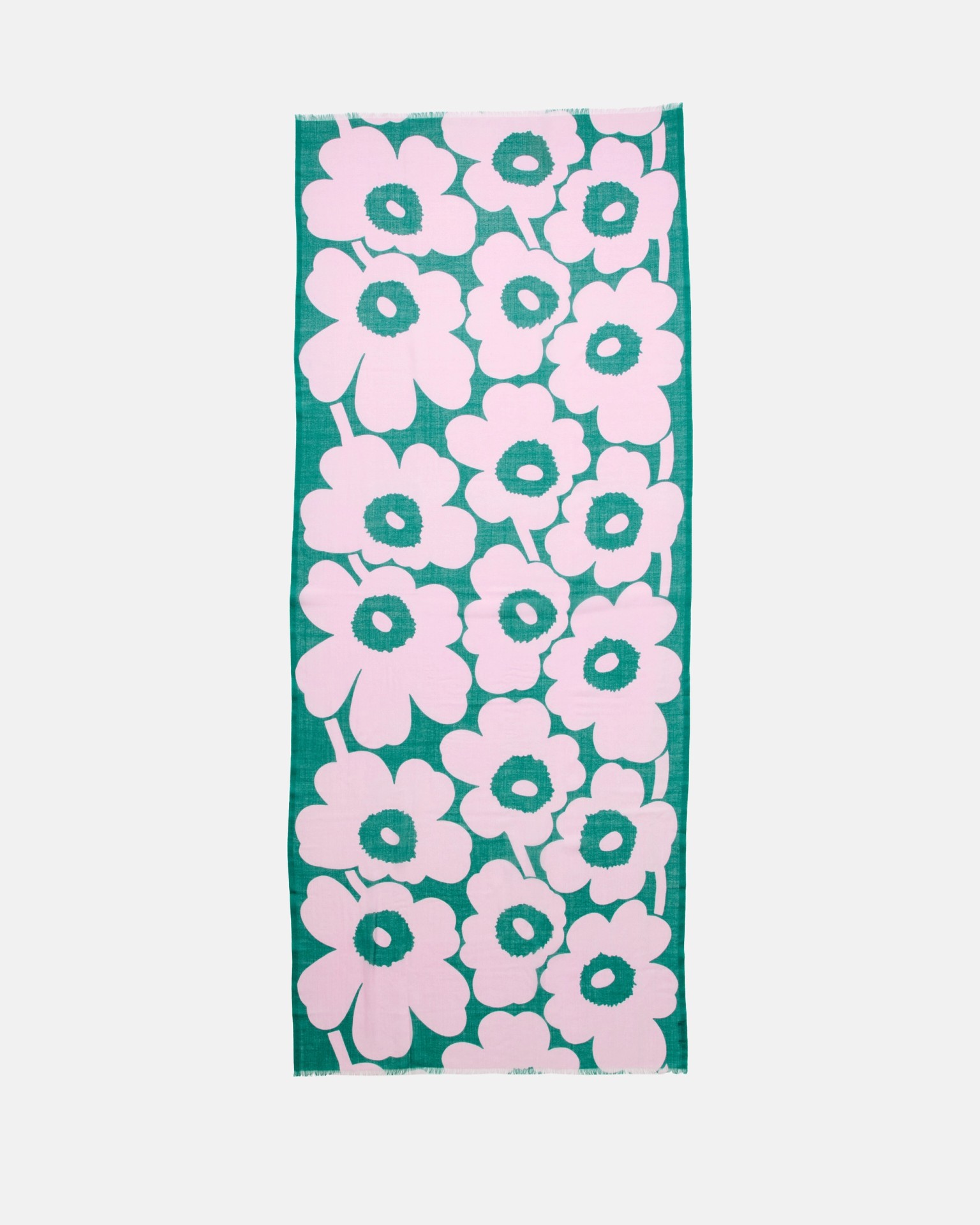 Fiore Unikko, Scarf, dark green, light pink,
