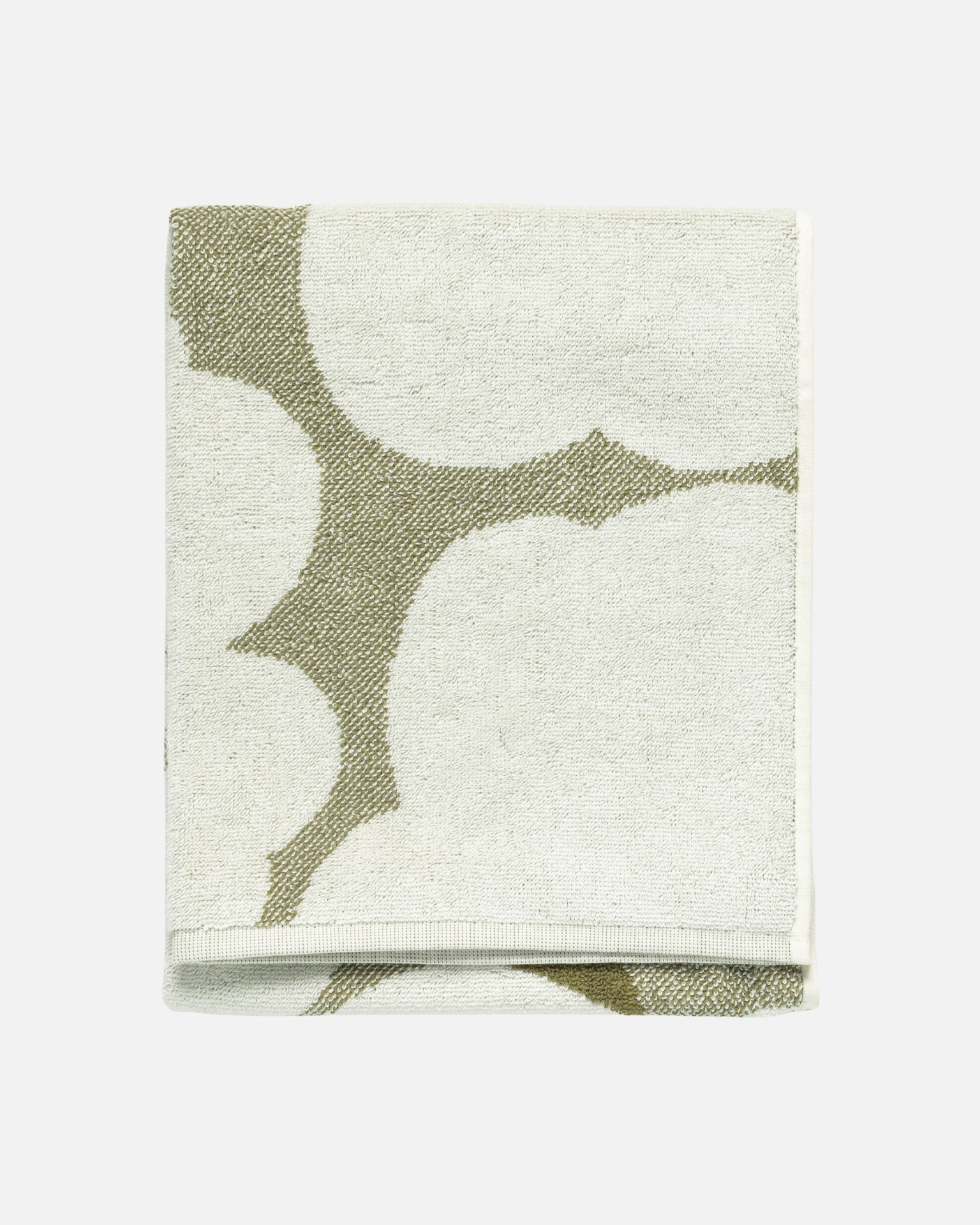 Unikko, Hand towel, green umber, cream,