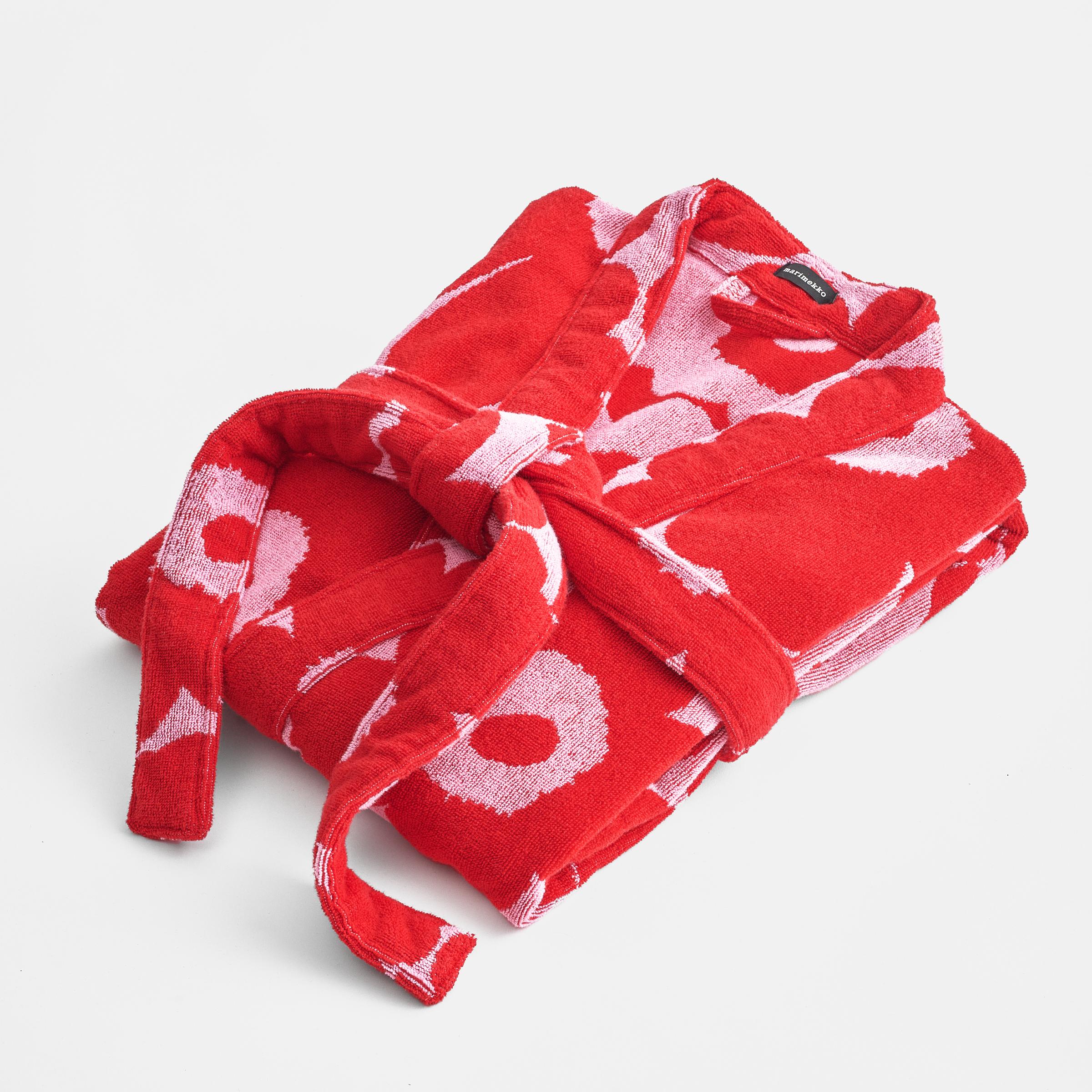 Puna-vaaleanpunainen Unikko kylpytakki.