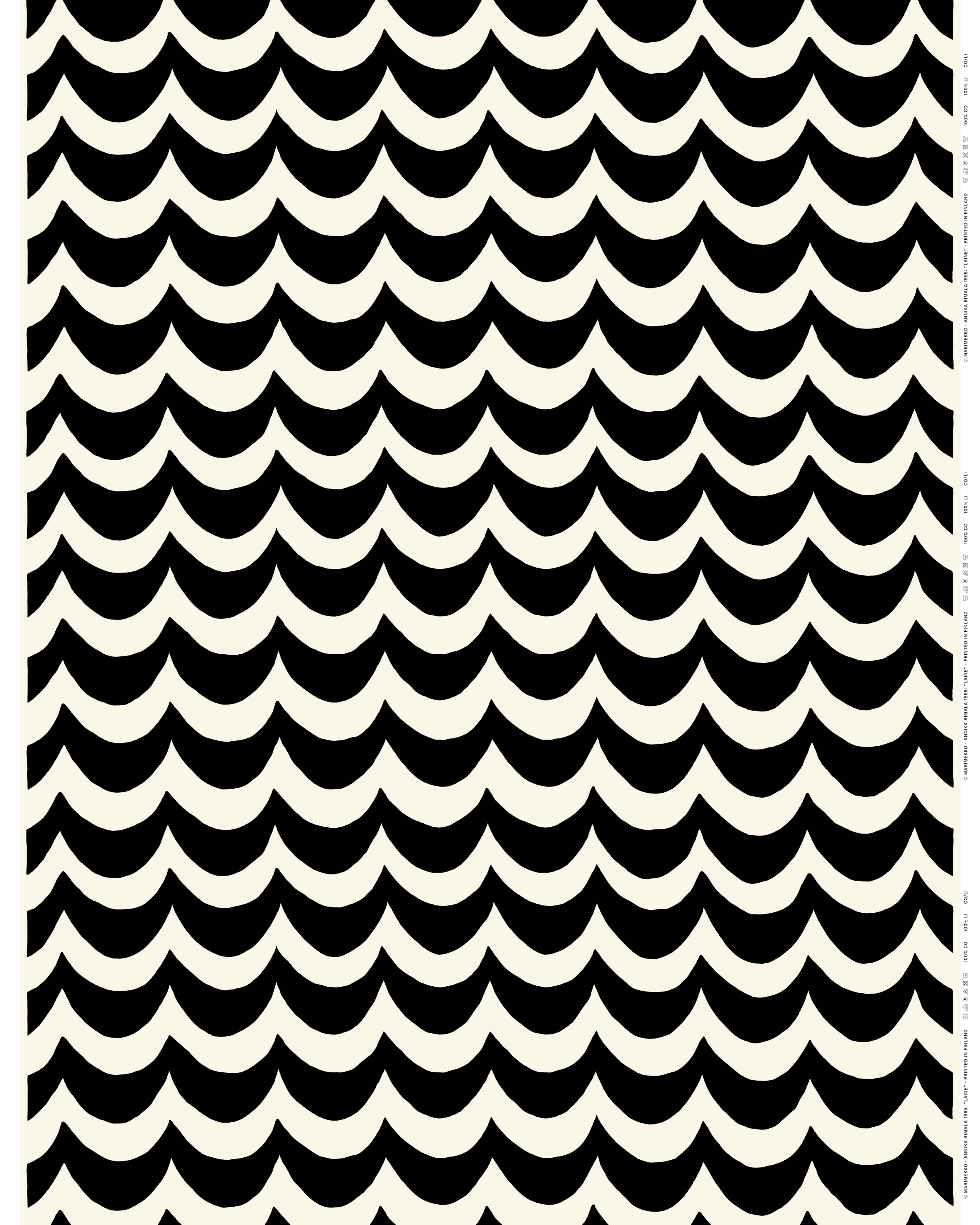 Laine, Cotton fabric, natural white, black,