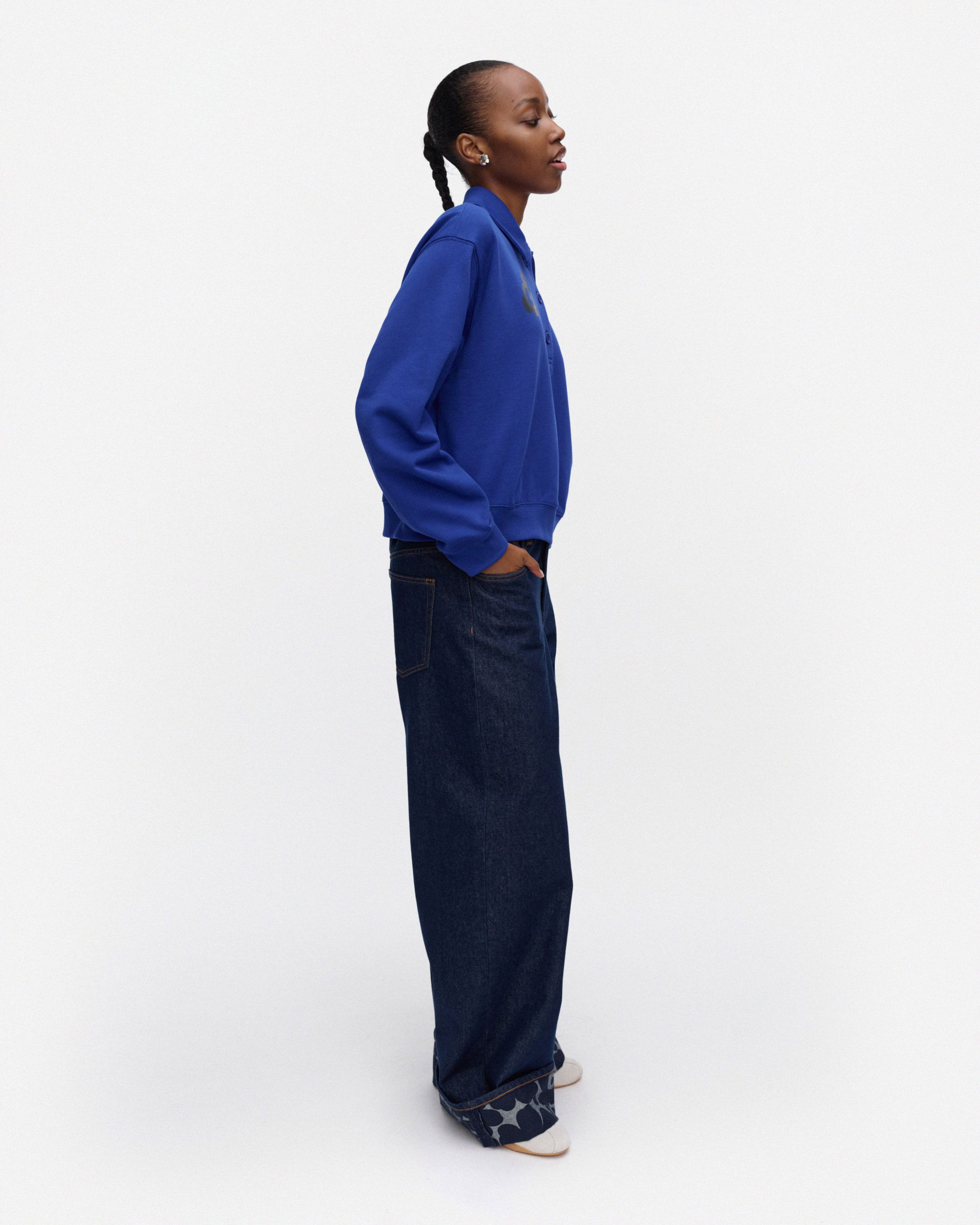 Toiminta Unikko Placement Kioski sweatshirt blue, grey | Marimekko