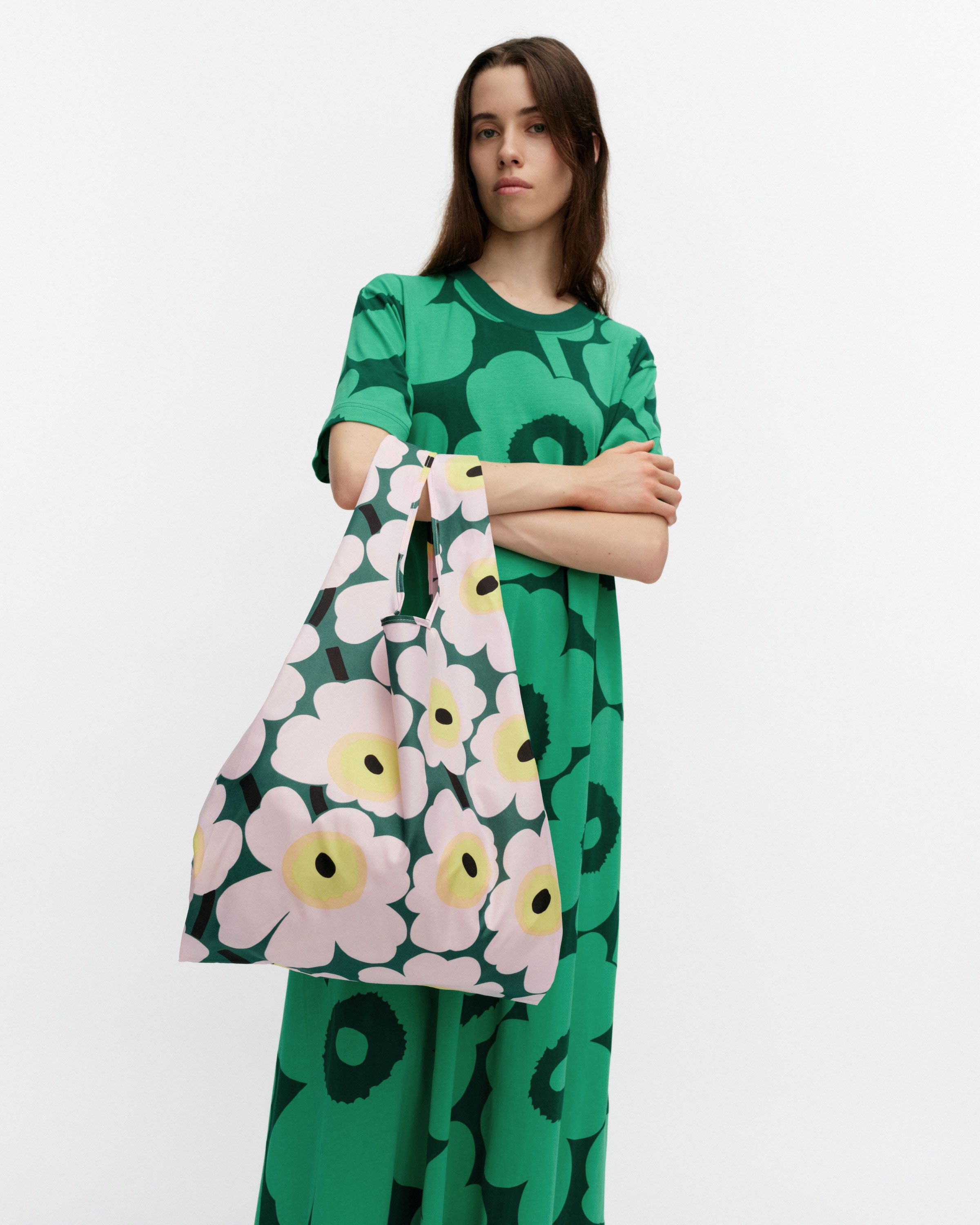 Smartbag Unikko Bag green, light pink, yellow | Marimekko