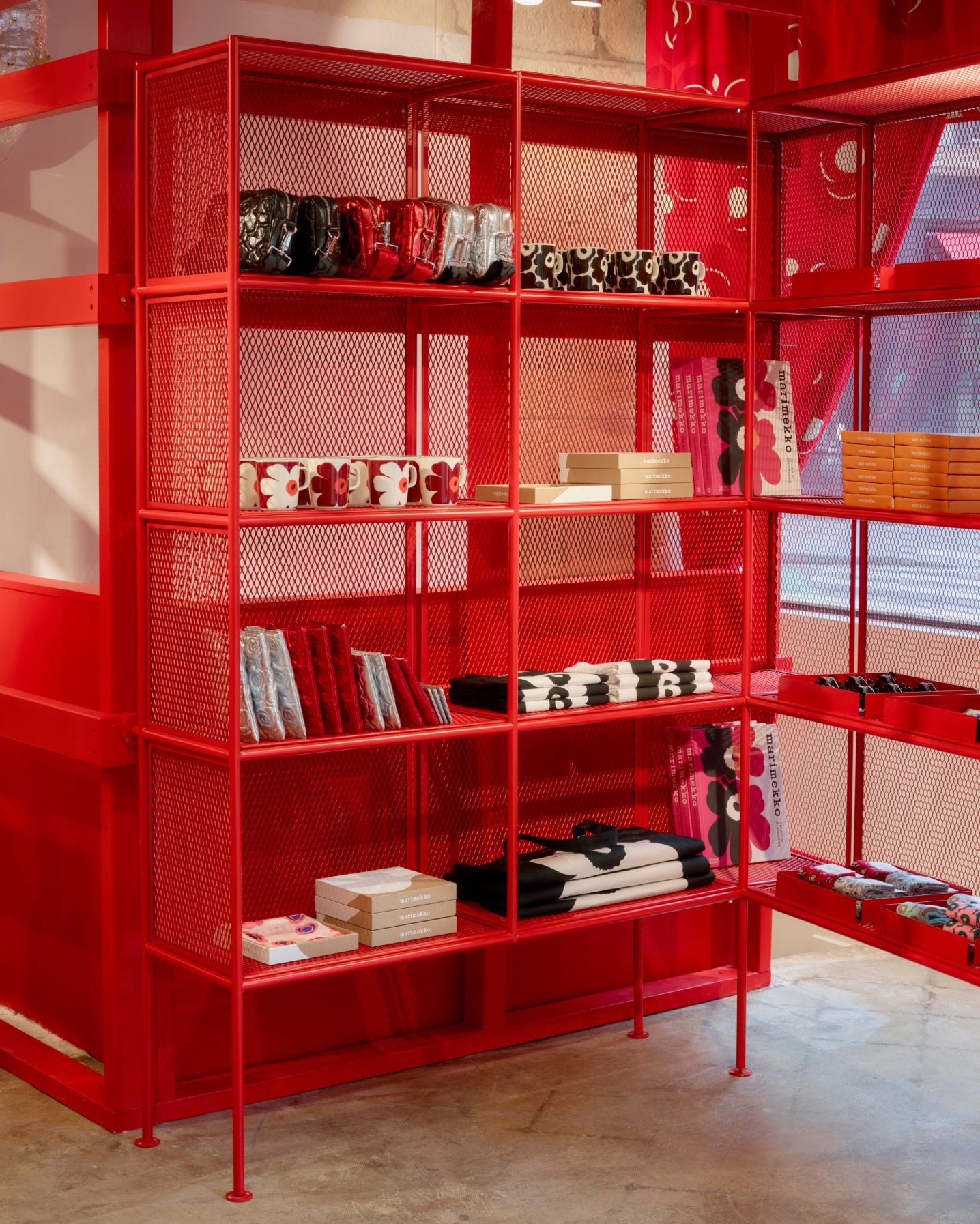 Display of Marimekko mugs and accessories.