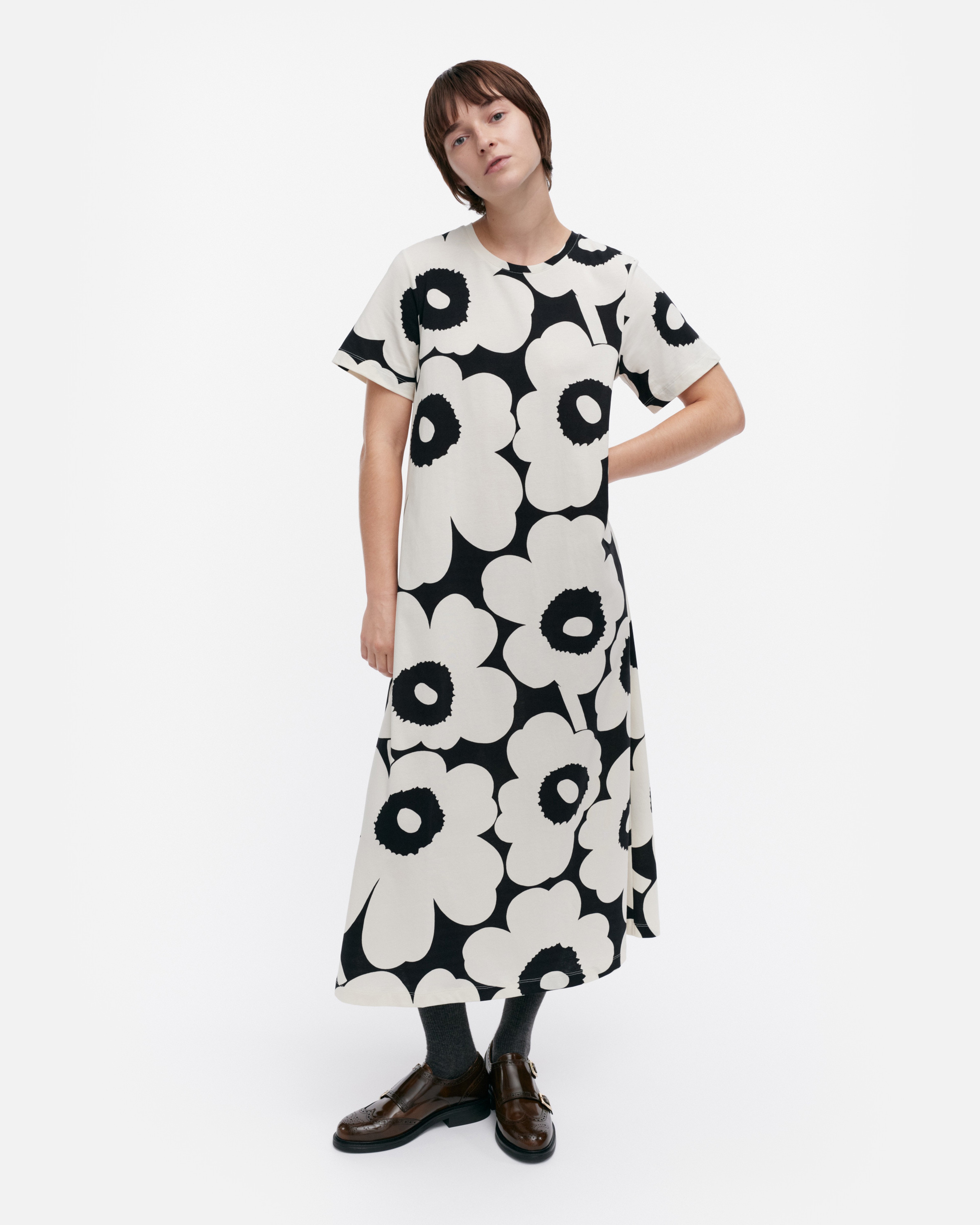 Pisteinen Unikko, Dress, off white, black,