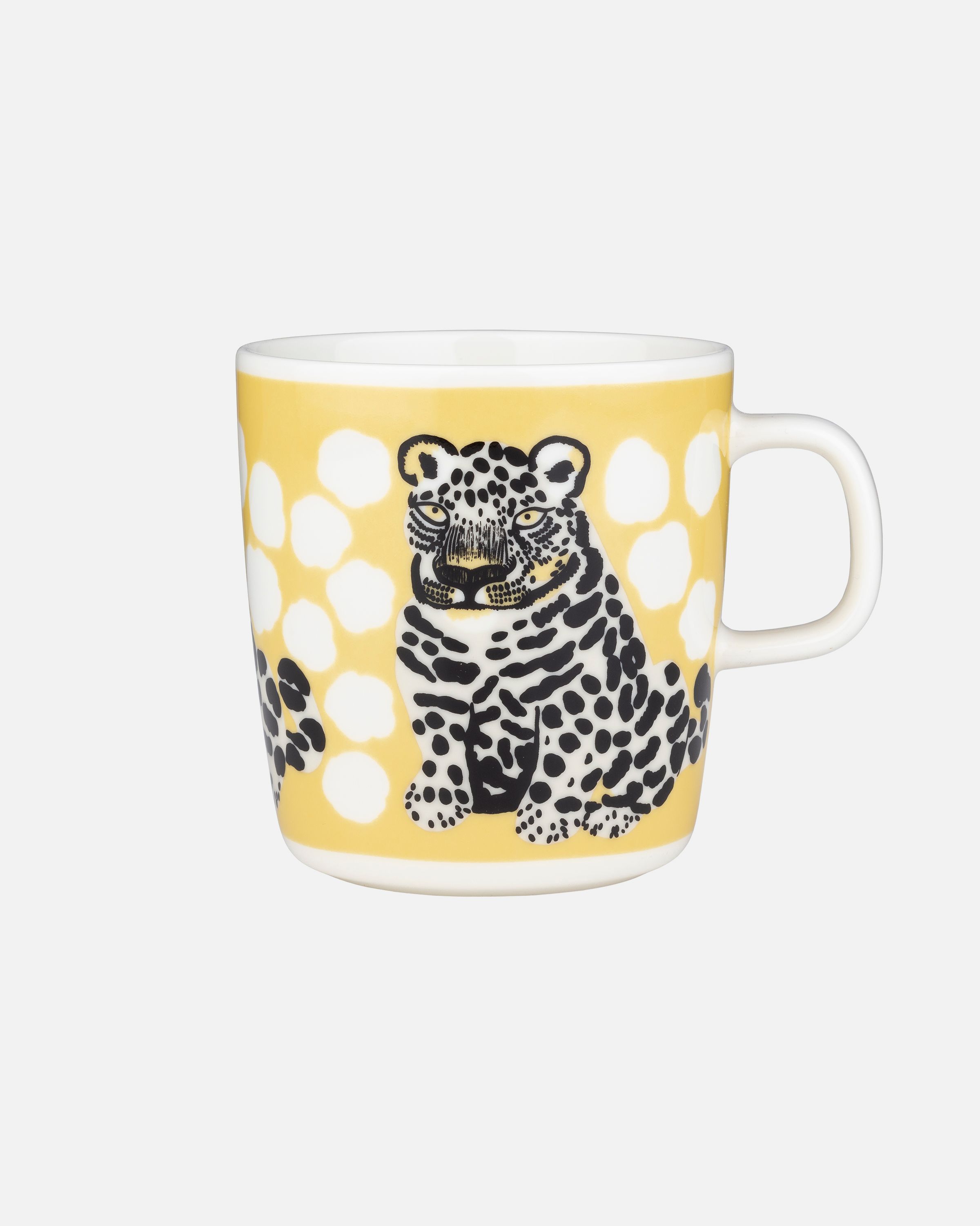 【marimekko 】オイヴァ (Oiva) Alku柄 Oiva / Kaksoset Mug 4 dl light yellow, black, greige | Marimekko