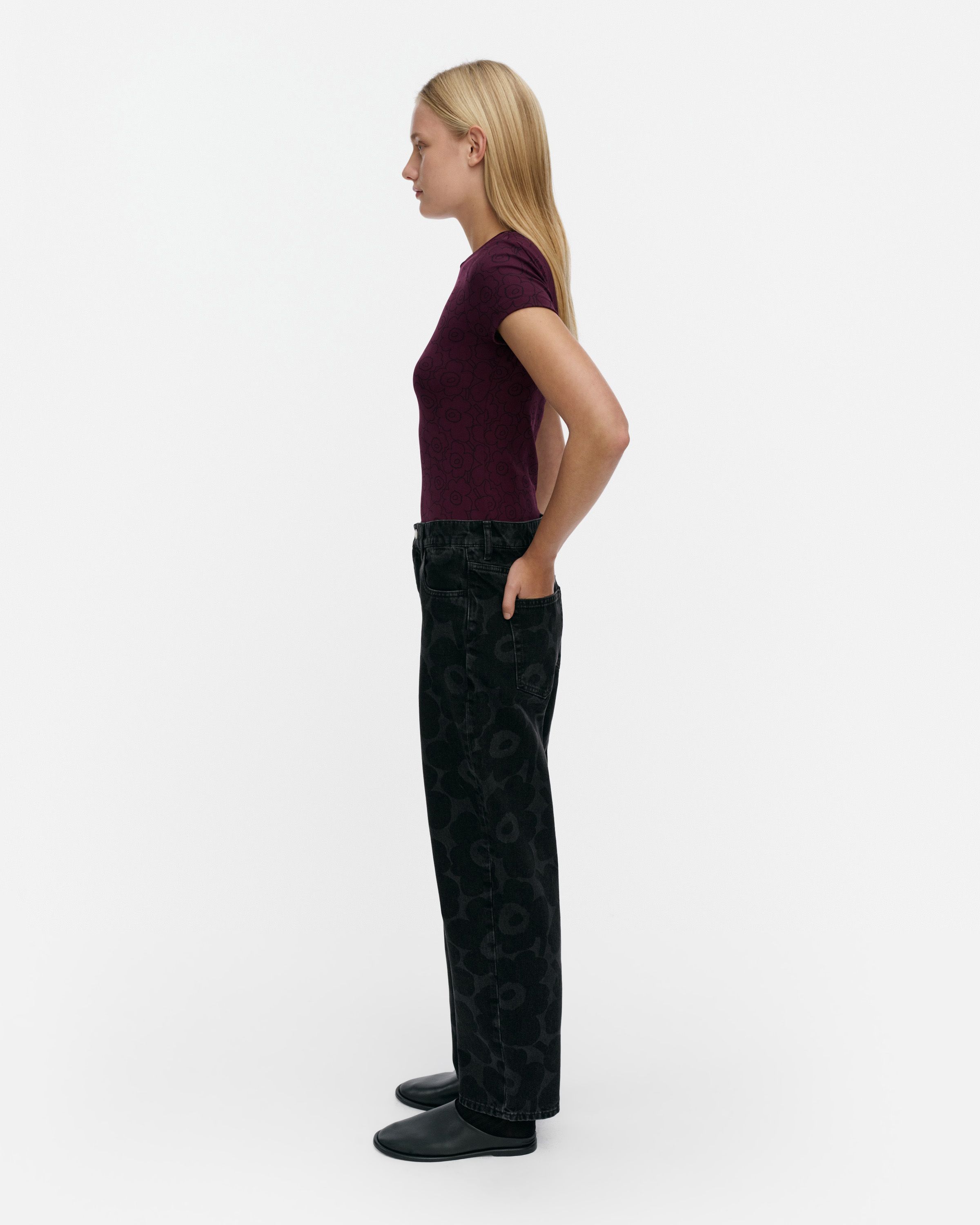 Maridenim Barrel Unikko L Jeans (long) washed black | Marimekko