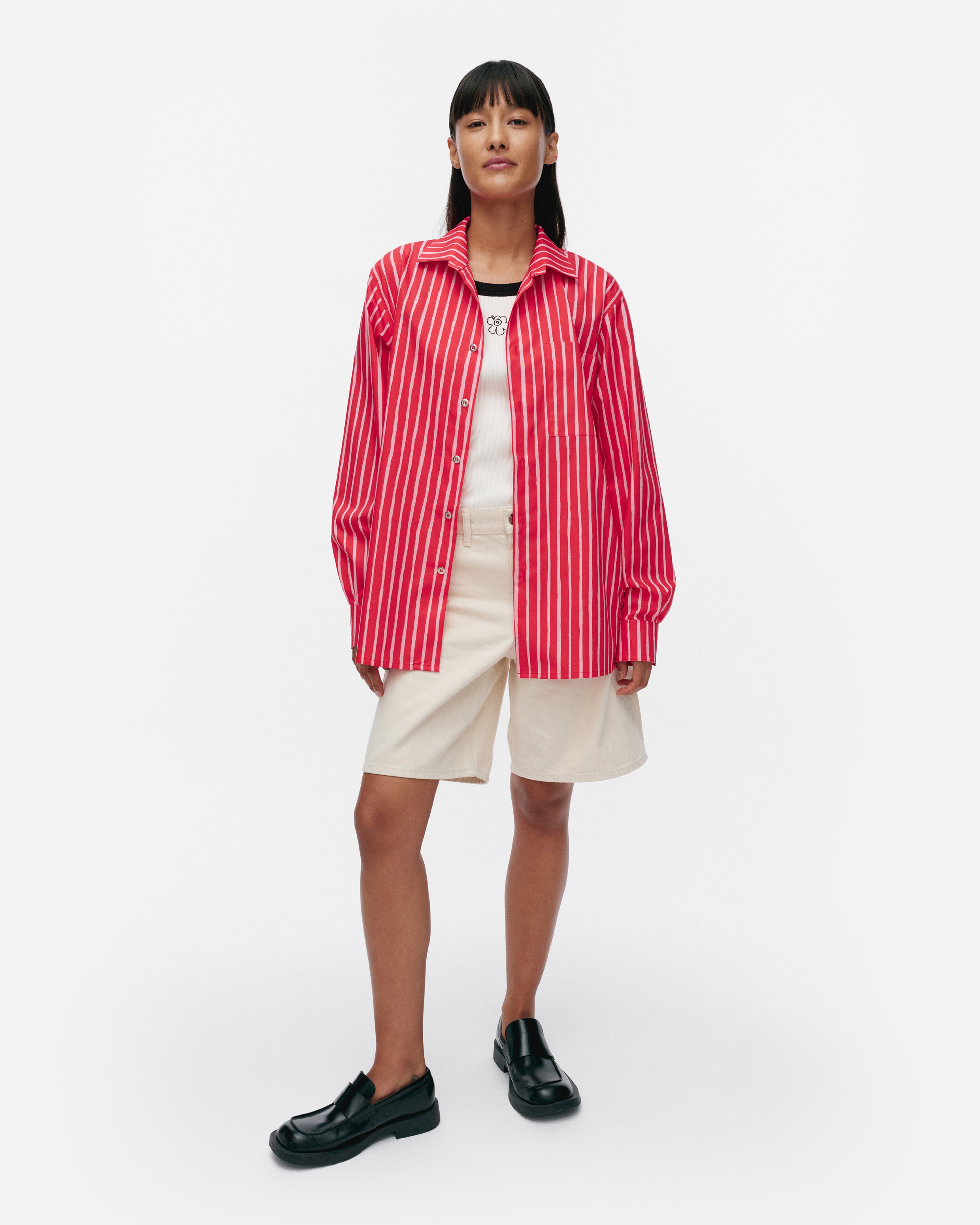 Jokapoika, Kioski cotton shirt, red, light pink,