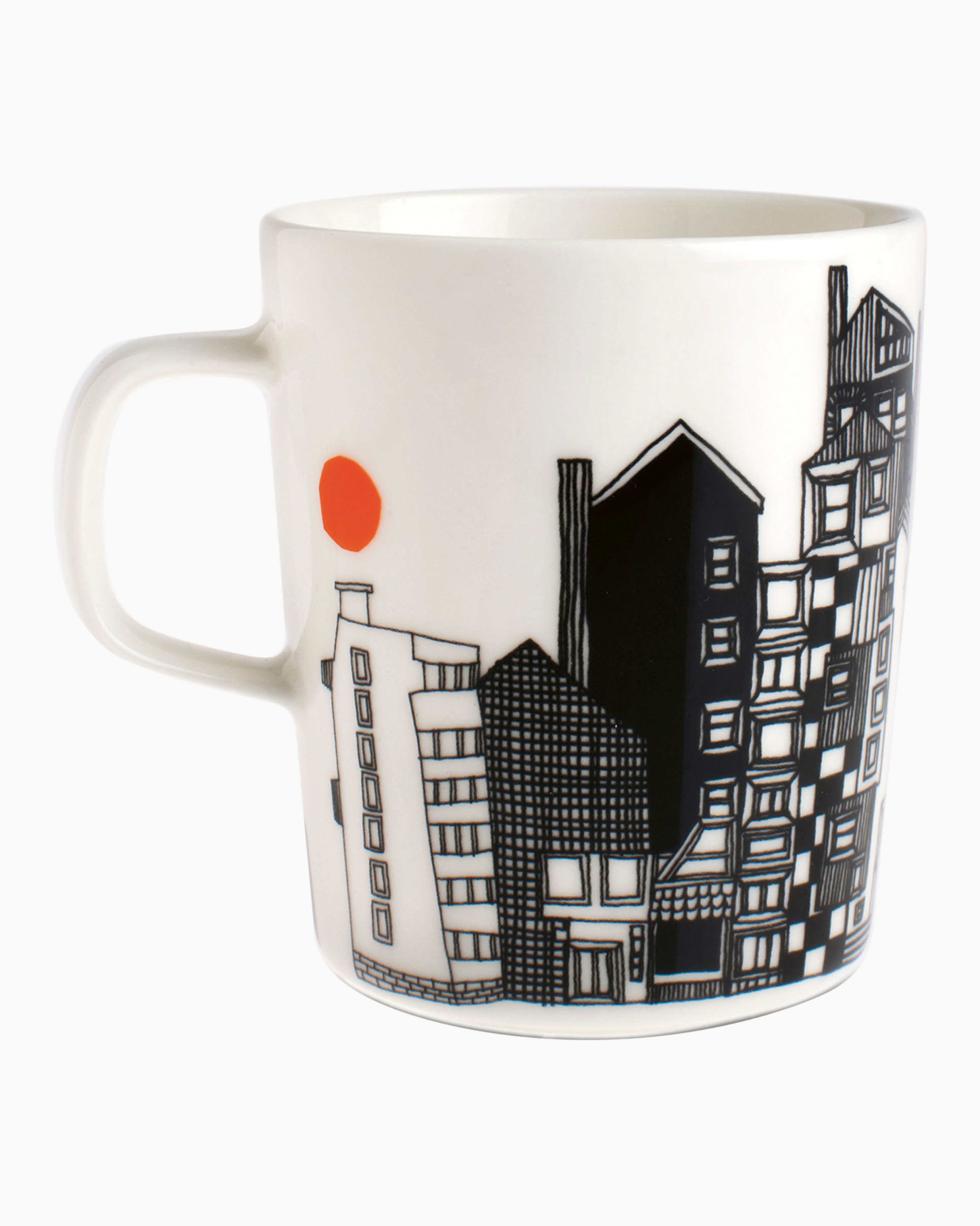 Siirtolapuutarha, Mug, white,black,orange,