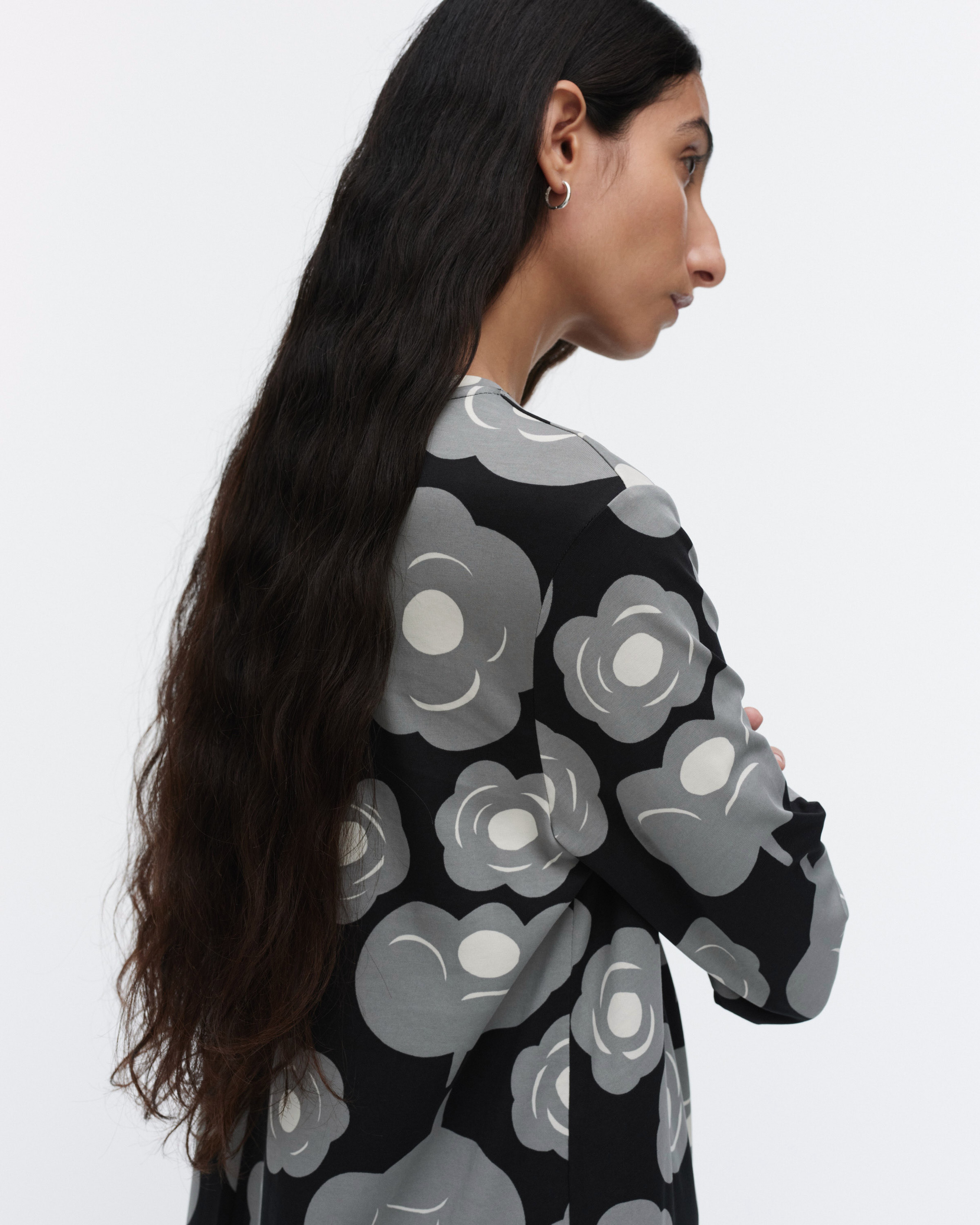 Lehtokielo Tumma, Jersey dress, black, grey, off white,