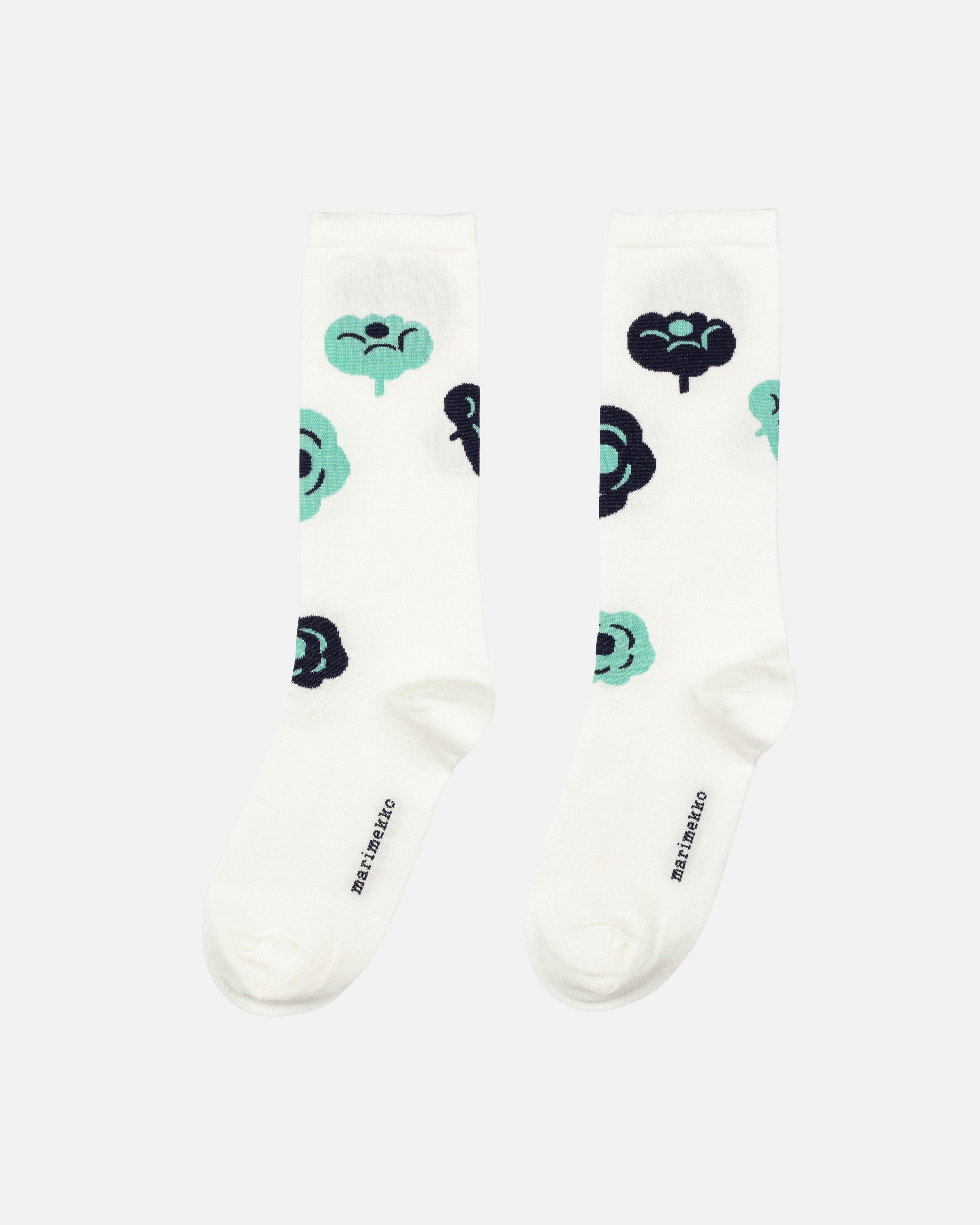 Sissi Tumma, Socks, off white, dark green, mint,