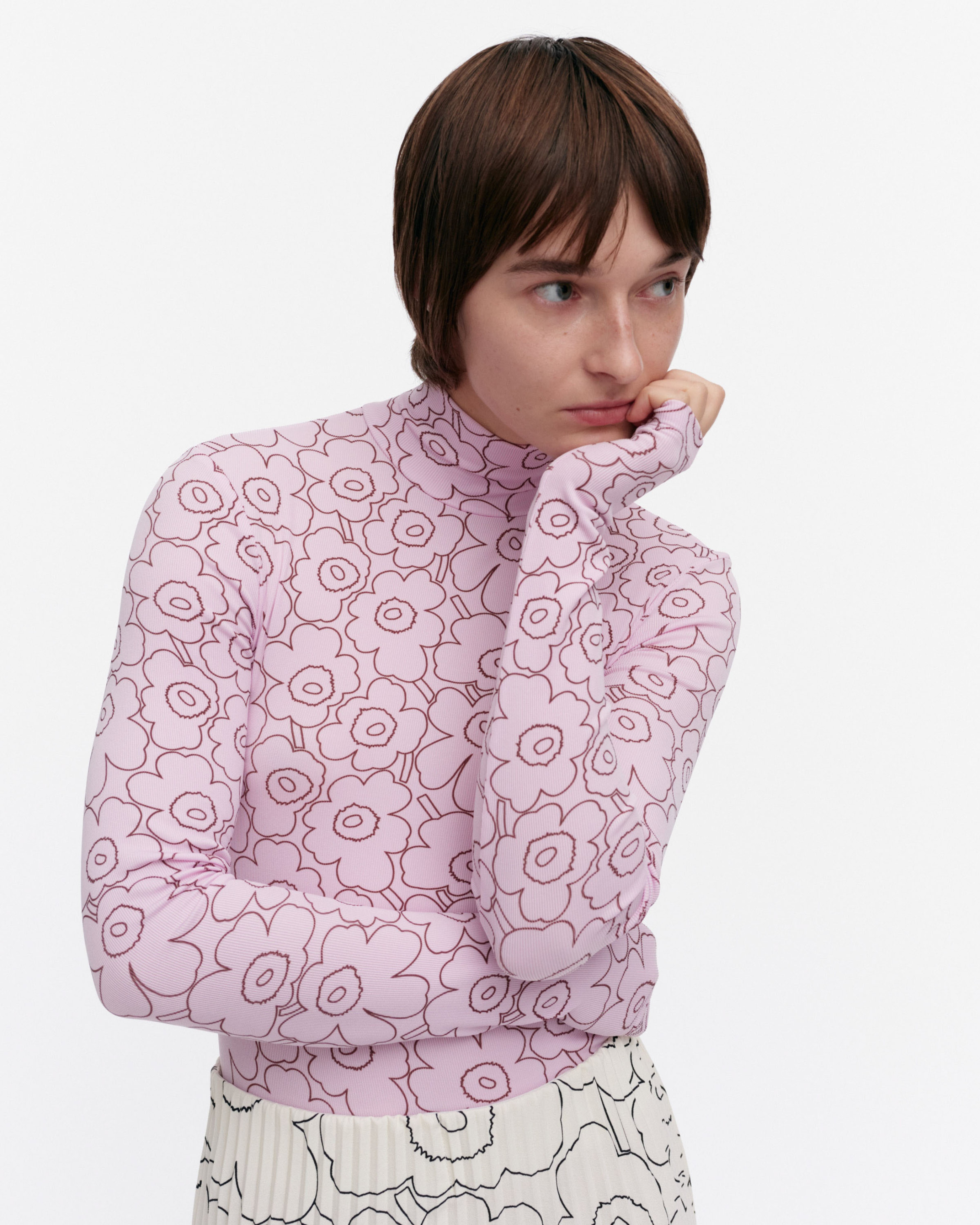 Solmia Piirto Unikko, Turtleneck shirt, light pink, wine red,