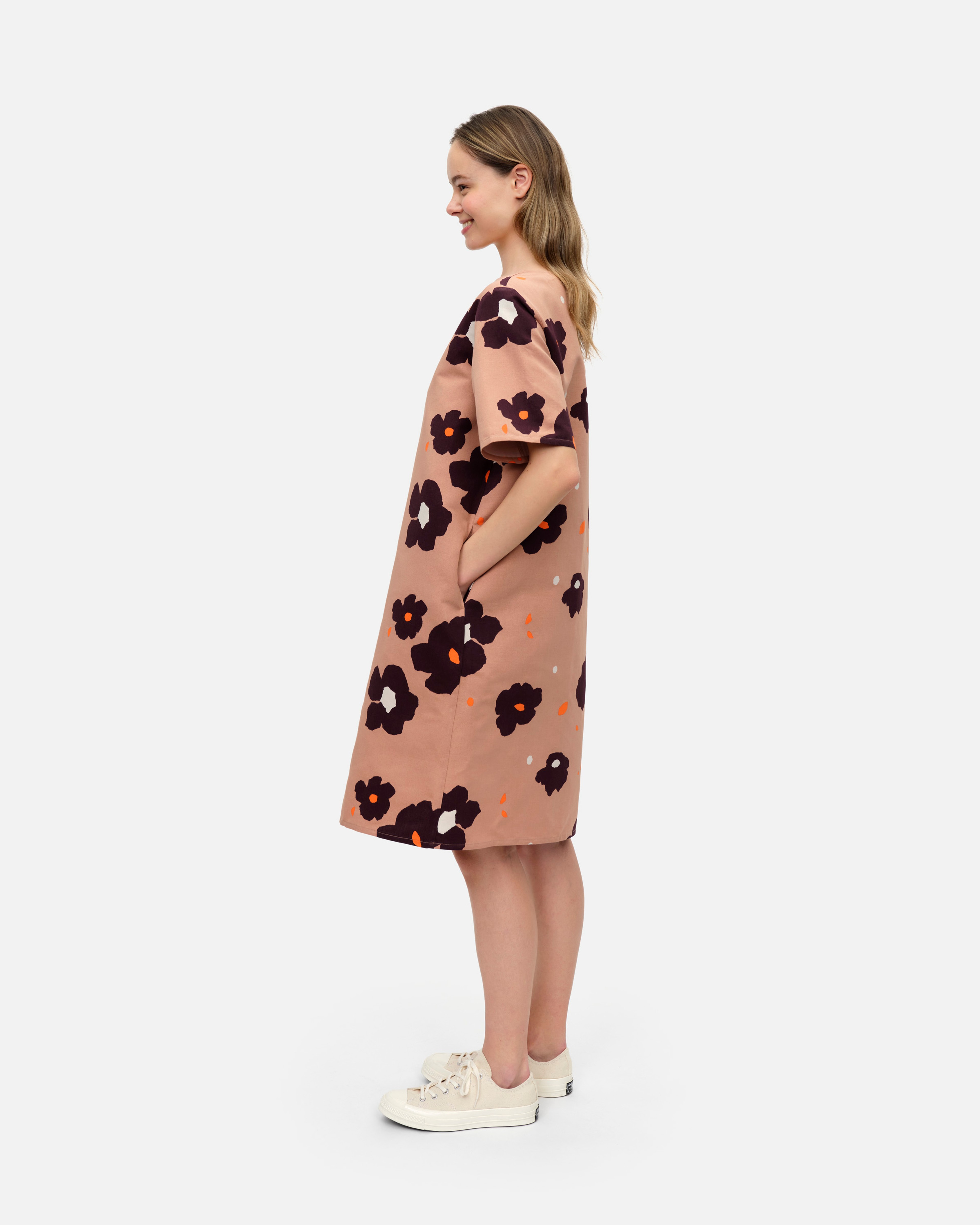 Avaus Lennokki, Cotton linen dress, beige, brown, off white,