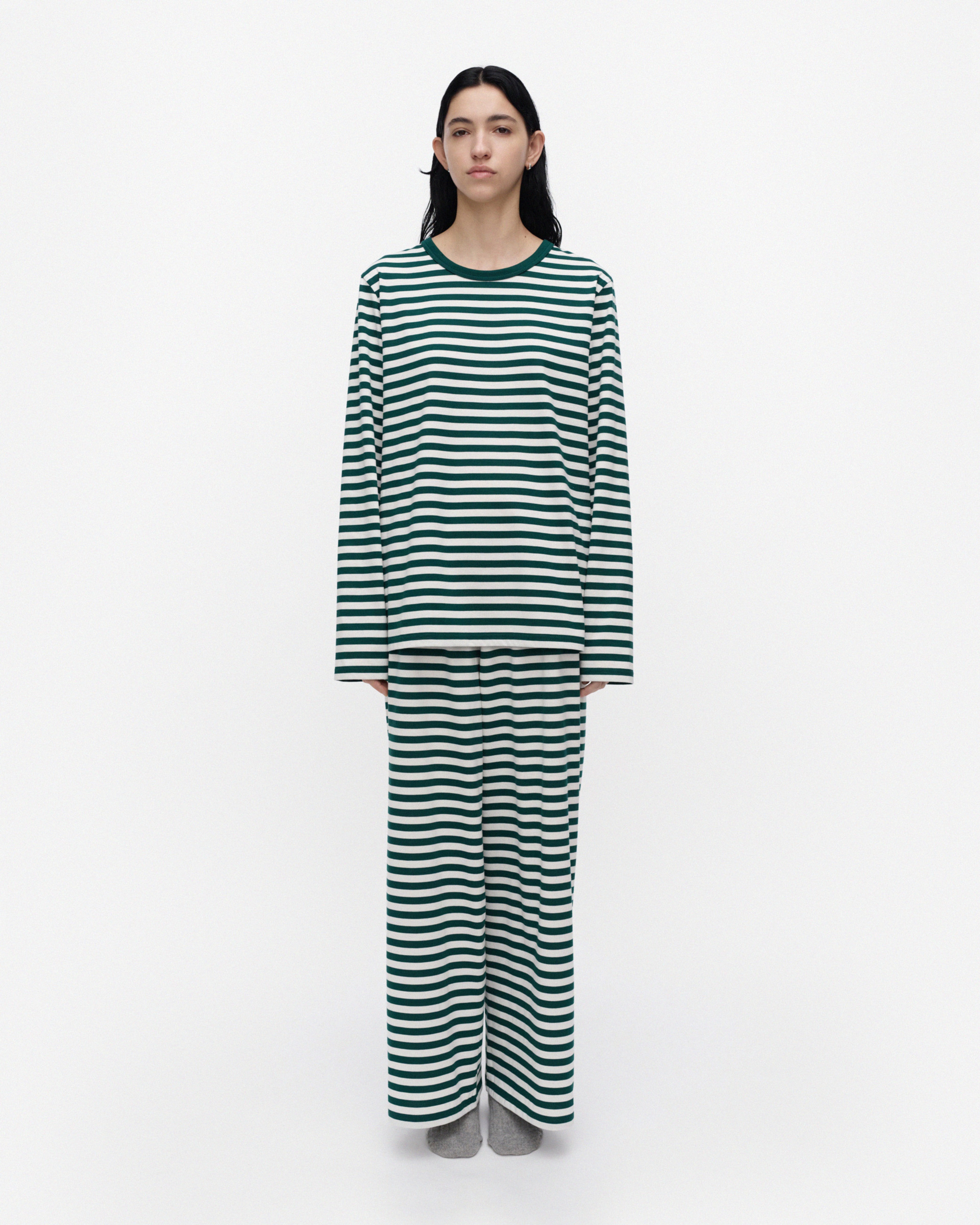 Tasaraita Unisex, Jersey shirt, dark green, off white,