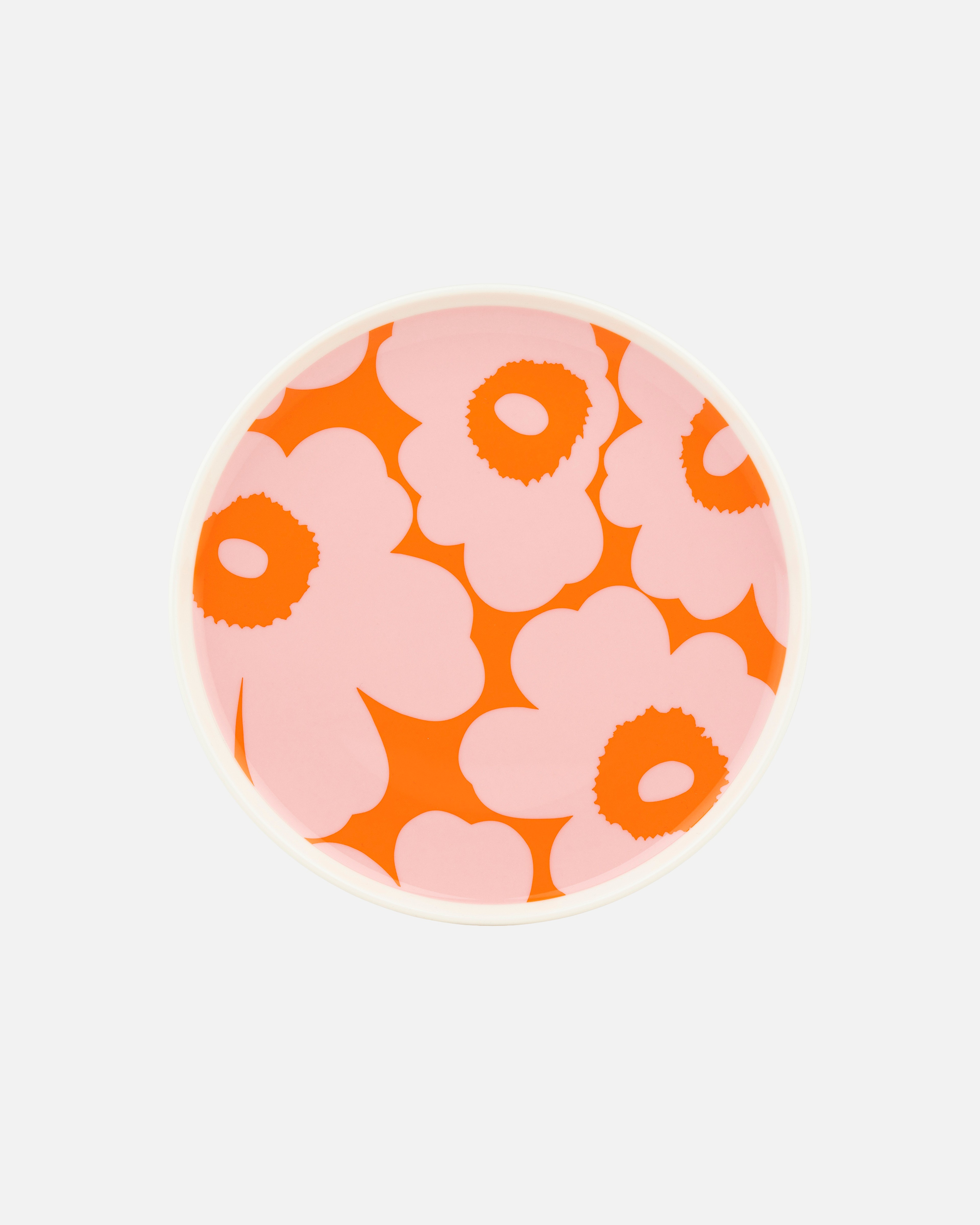 Oiva / Unikko, Plate 20 cm, white, pink, orange,