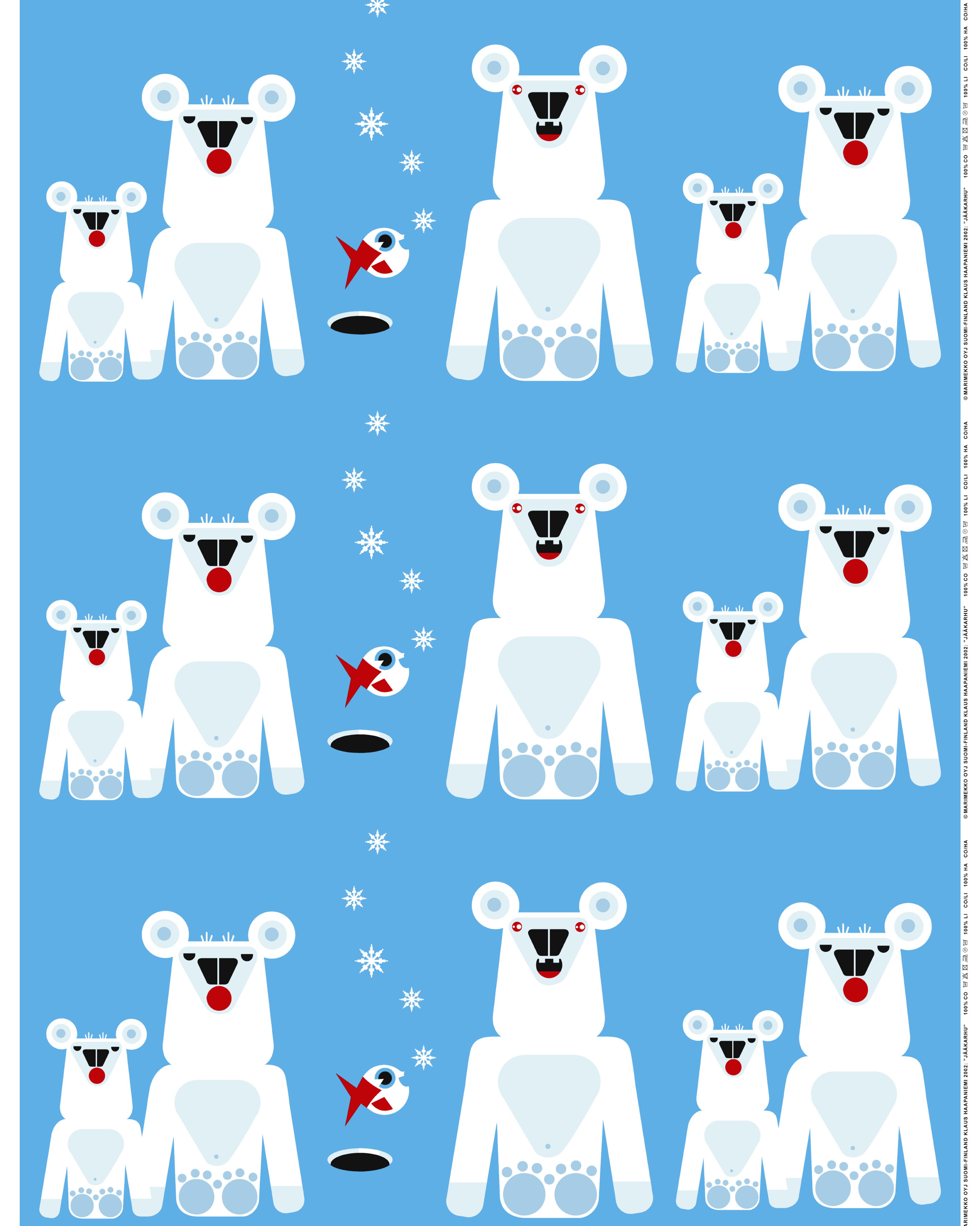 Jääkarhu, Puuvillakangas, sininen, valkoinen, v.sininen,