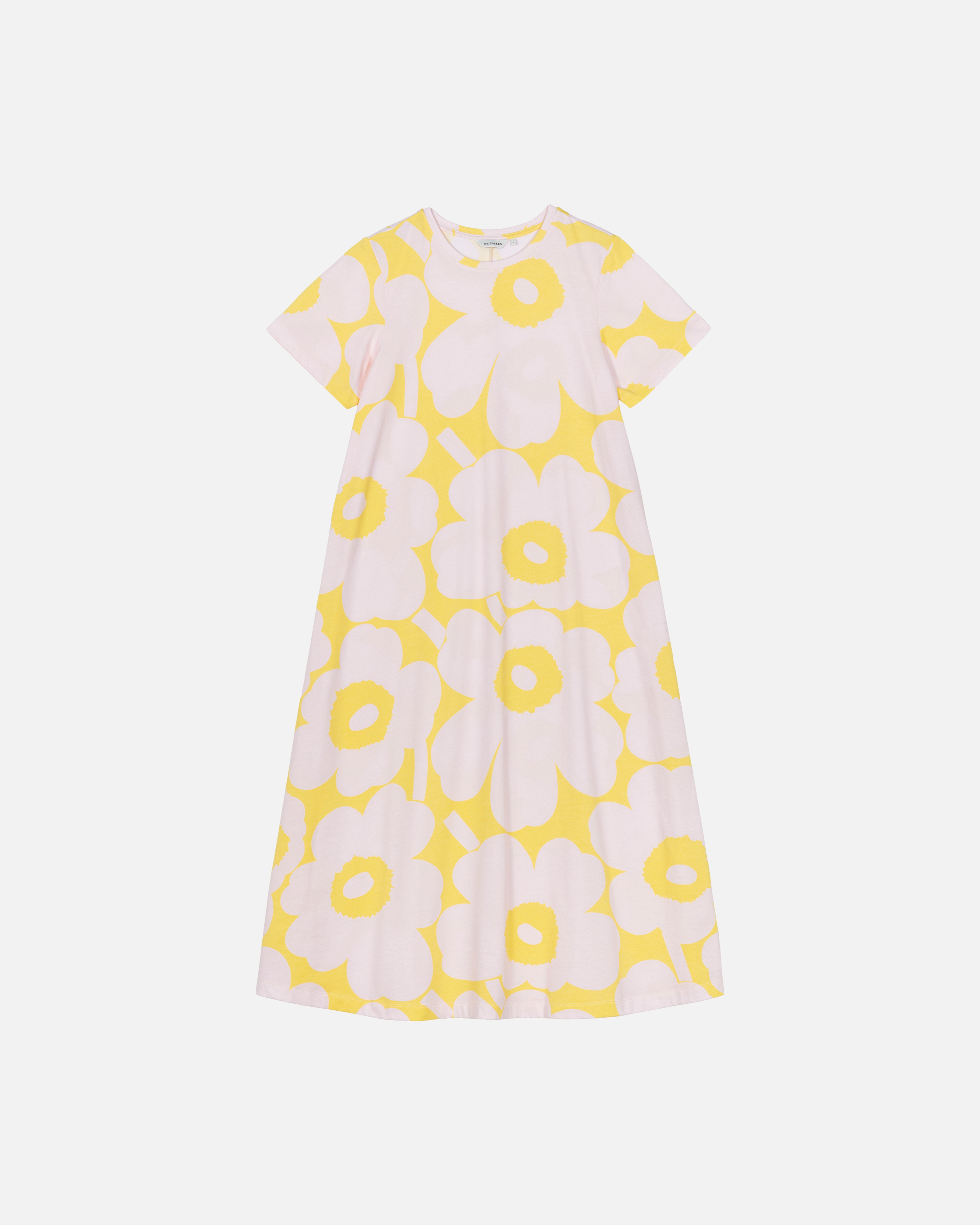 Pisteinen Unikko jersey dress light pink, yellow