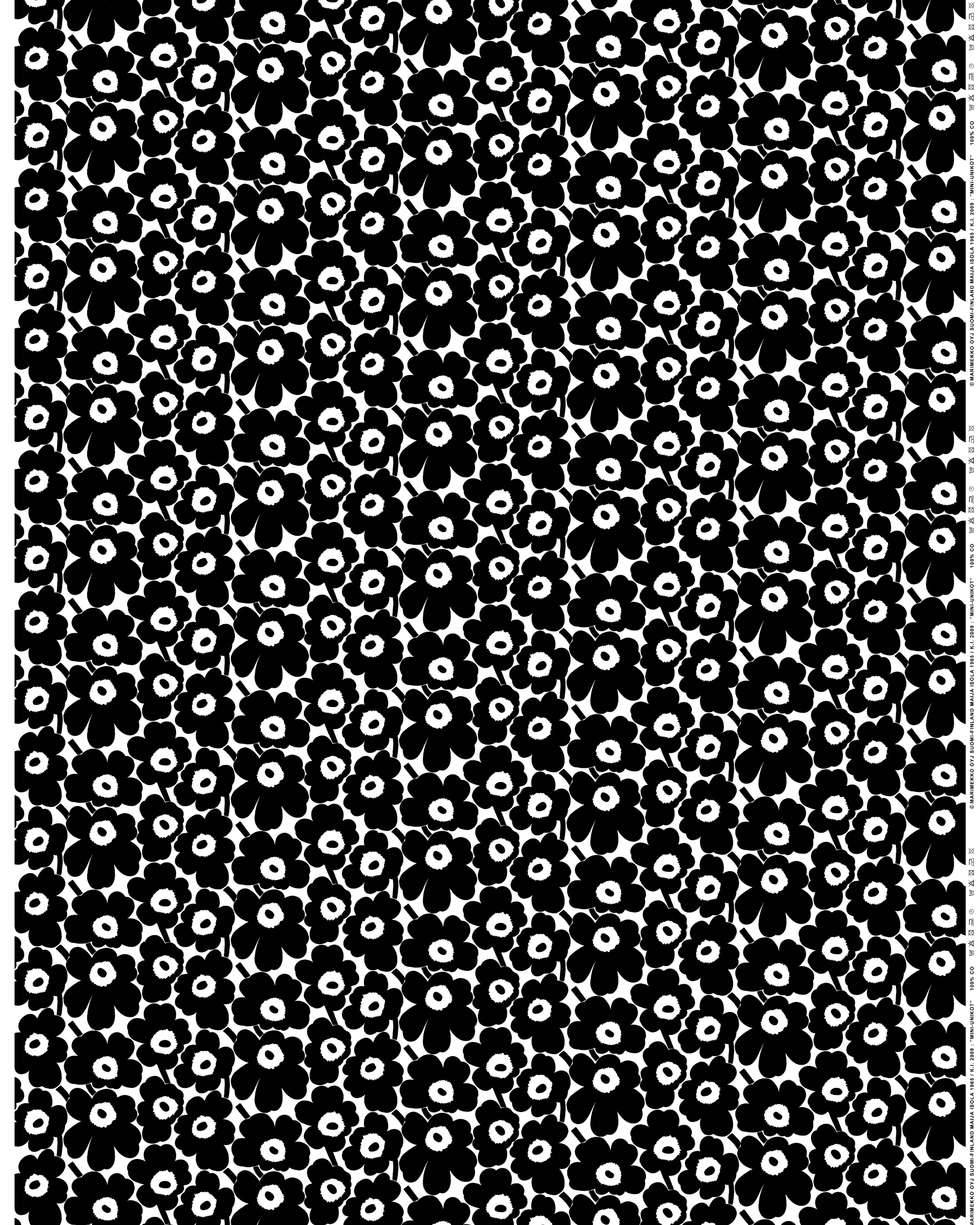 Mini Unikko, Cotton fabric, white,black,