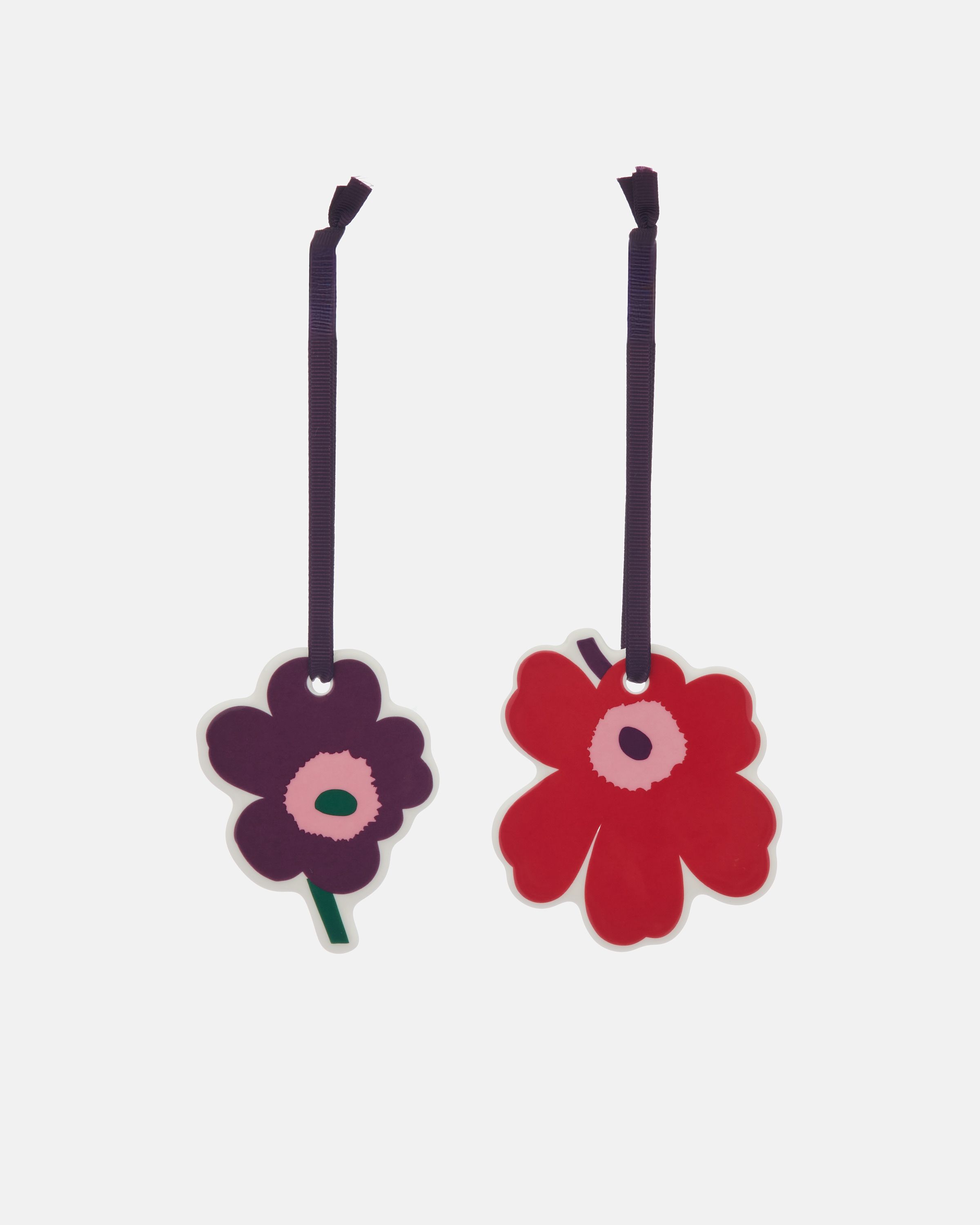 Unikko Flat ornament 2 pcs cranberry, pink, plum | Marimekko