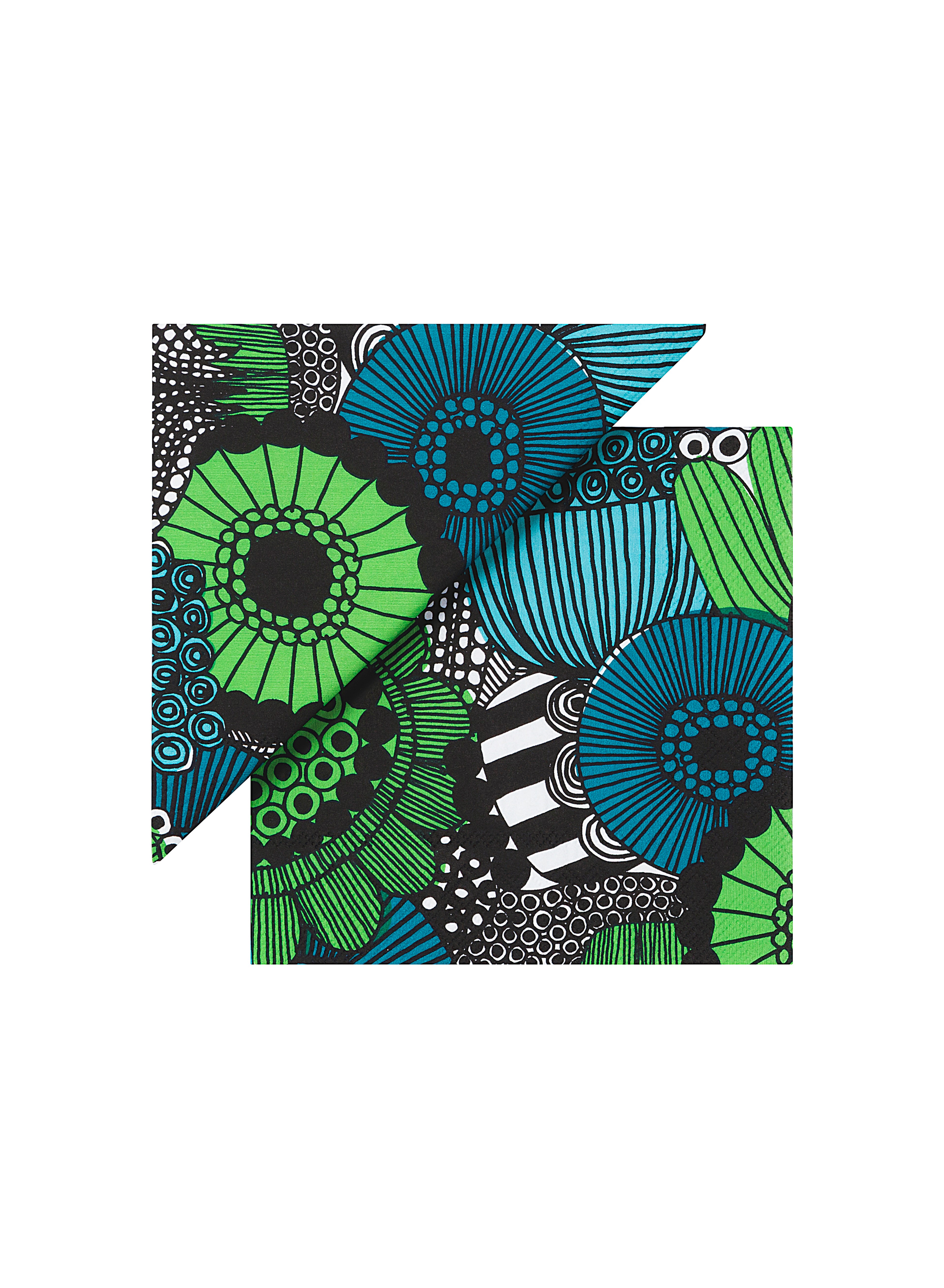 Siirtolapuutarha, Serviette en papier 33 x 33 cm, blanc, vert, turquoise, noir,