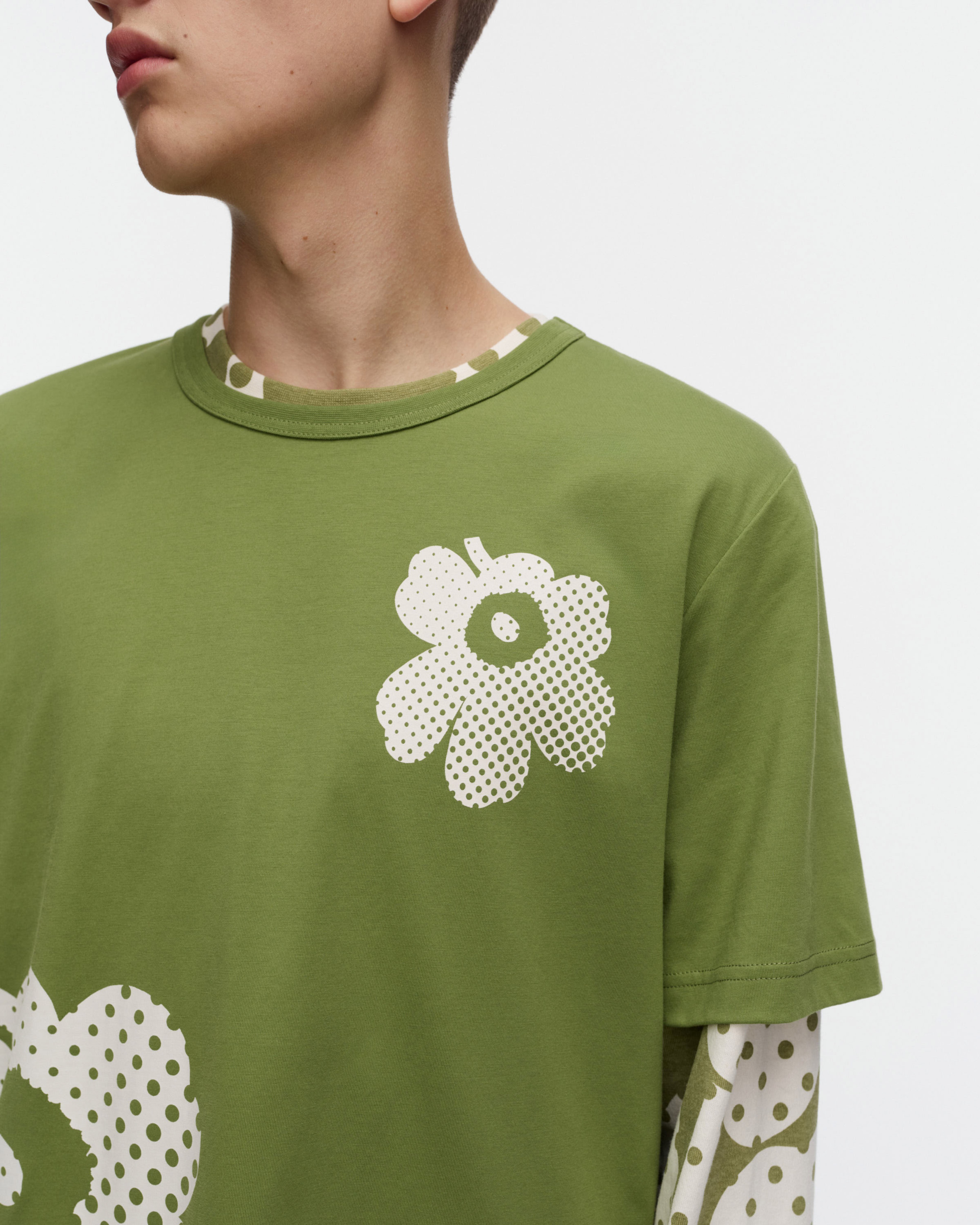 Vihne Unikko Placement, Kioski t-shirt, green, off white,
