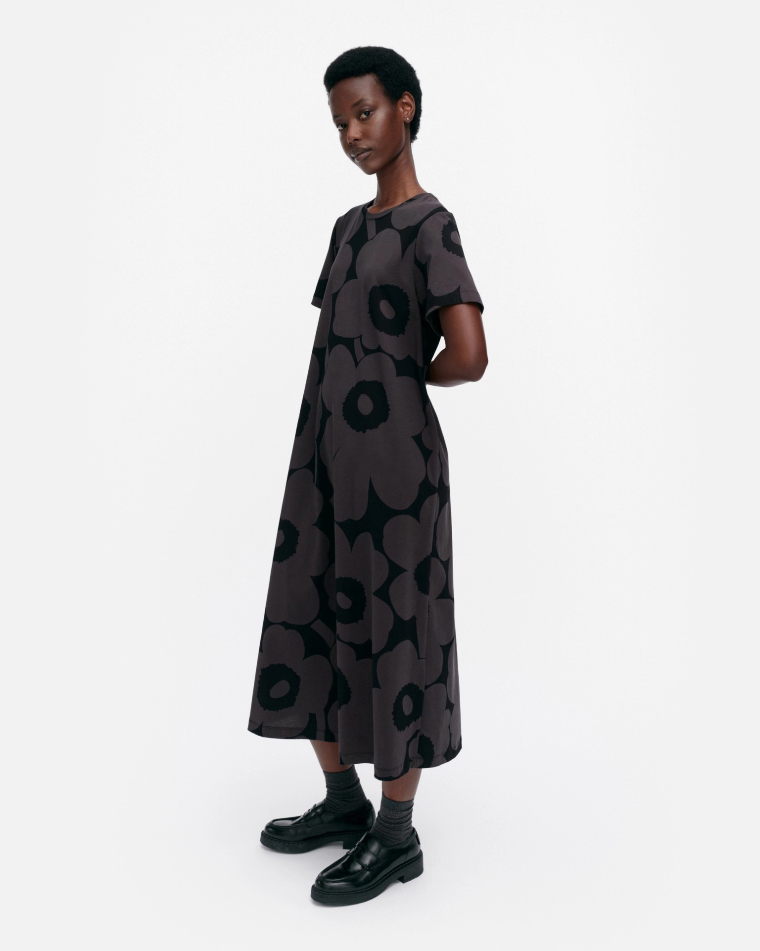 Pisteinen Unikko, Jersey dress, black, dark grey,