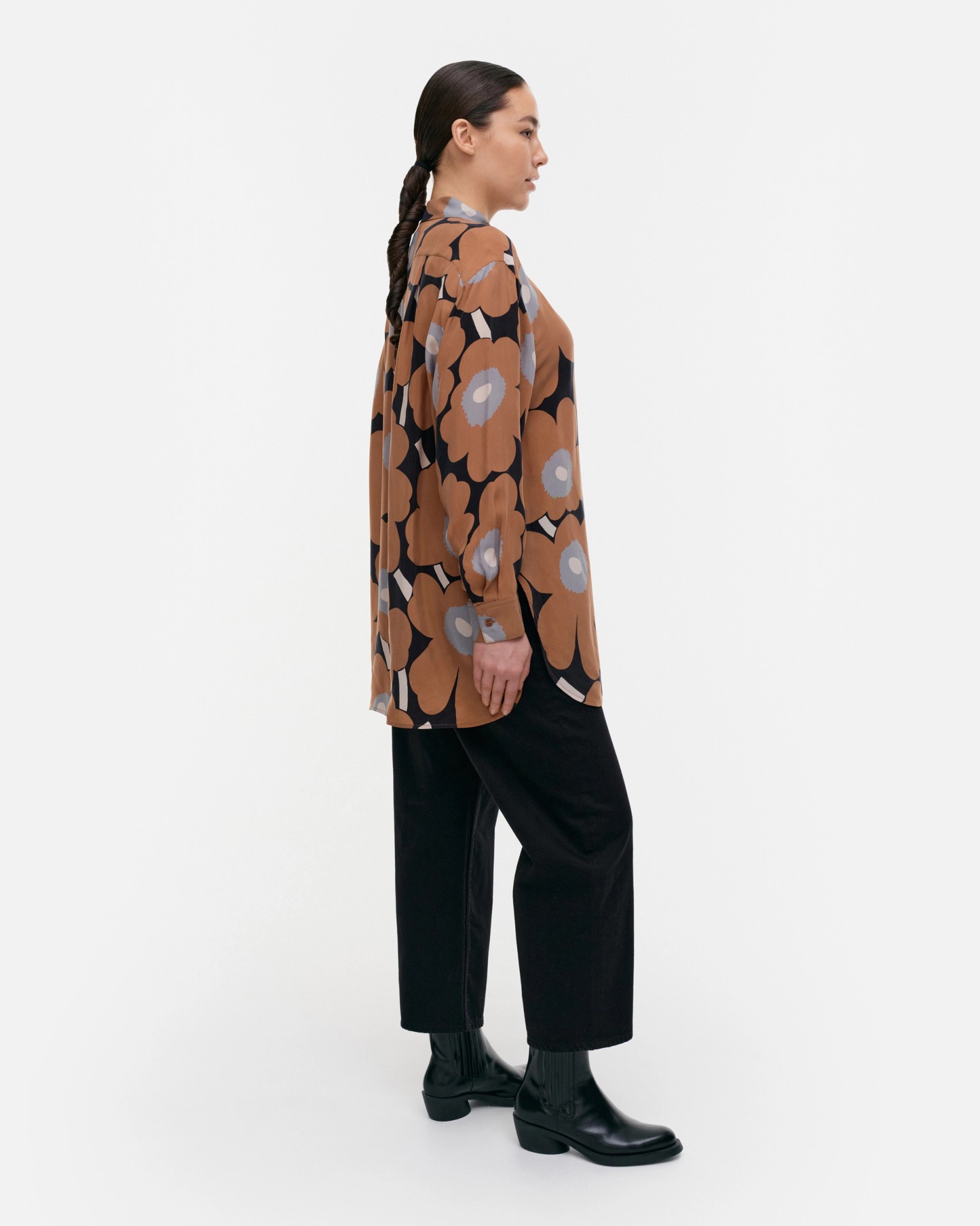 Sivuta Unikko, Cupro shirt, brown, black, grey,