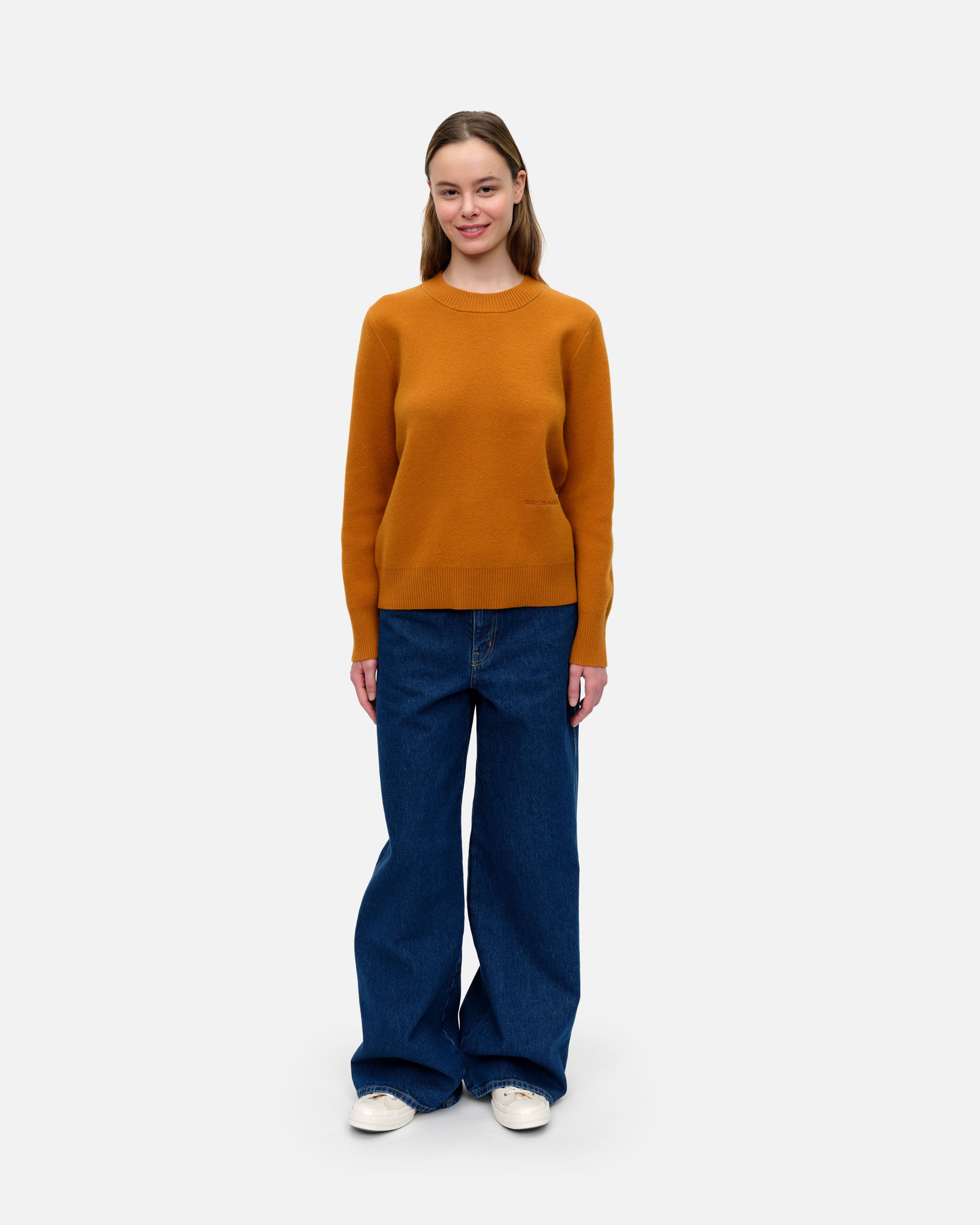 Lämpö Solid, Wool pullover, ochre brown,