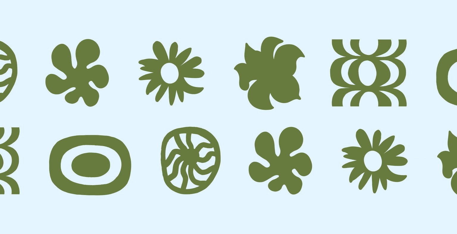 Playful arrangement of green shapes.