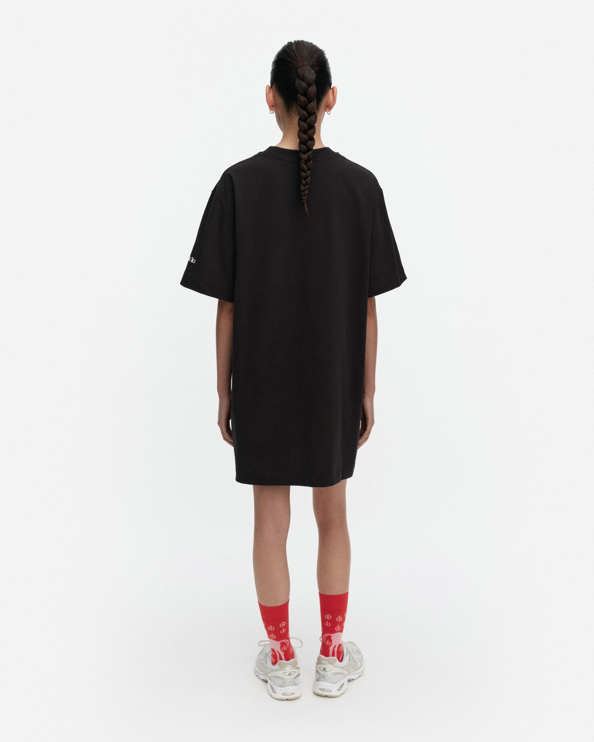 Rastit Musta Tamma Placement Kioski dress black, off-white | Marimekko