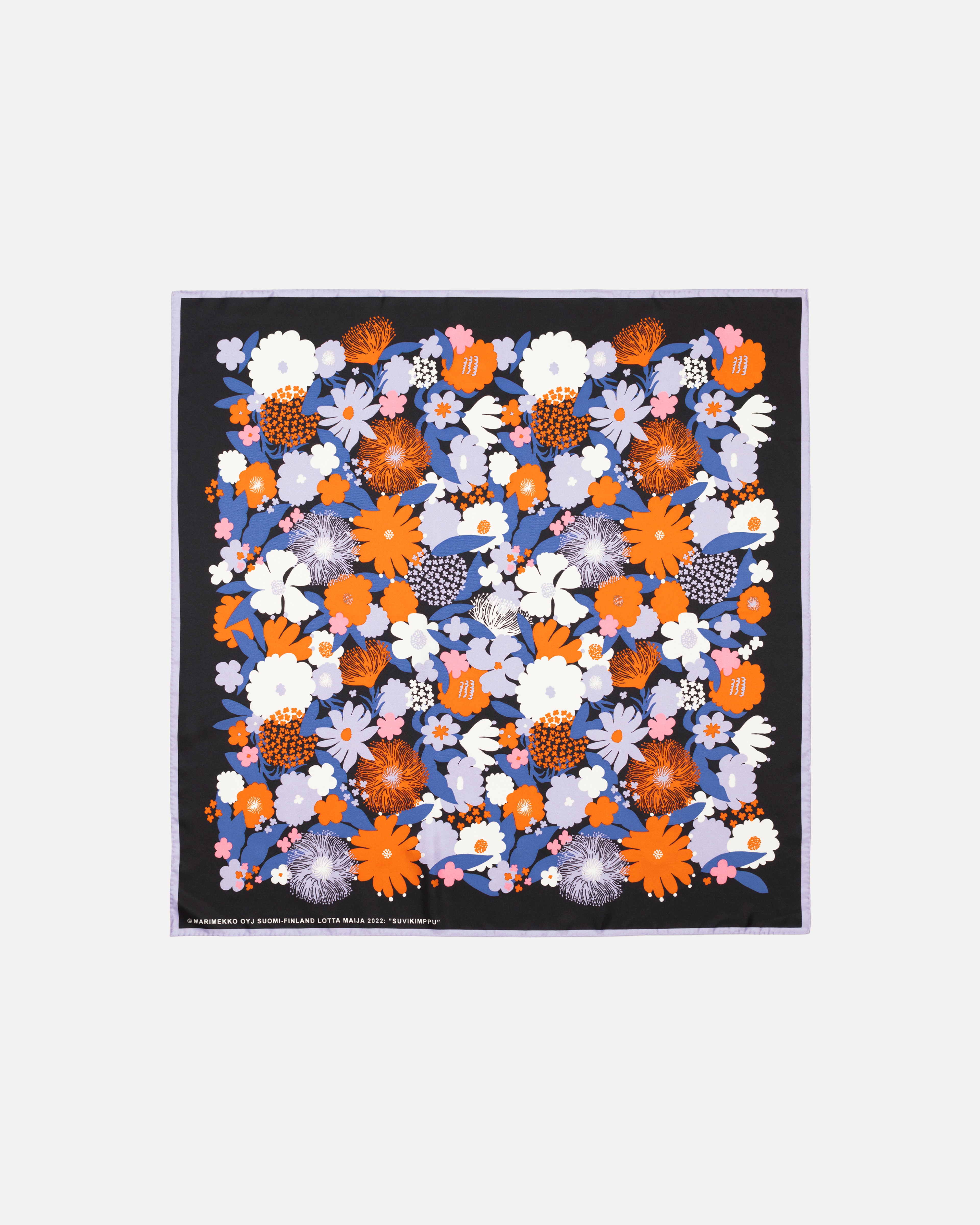 Lauhtua Suvikimppu, Scarf, lilac, black, off whi., orange,