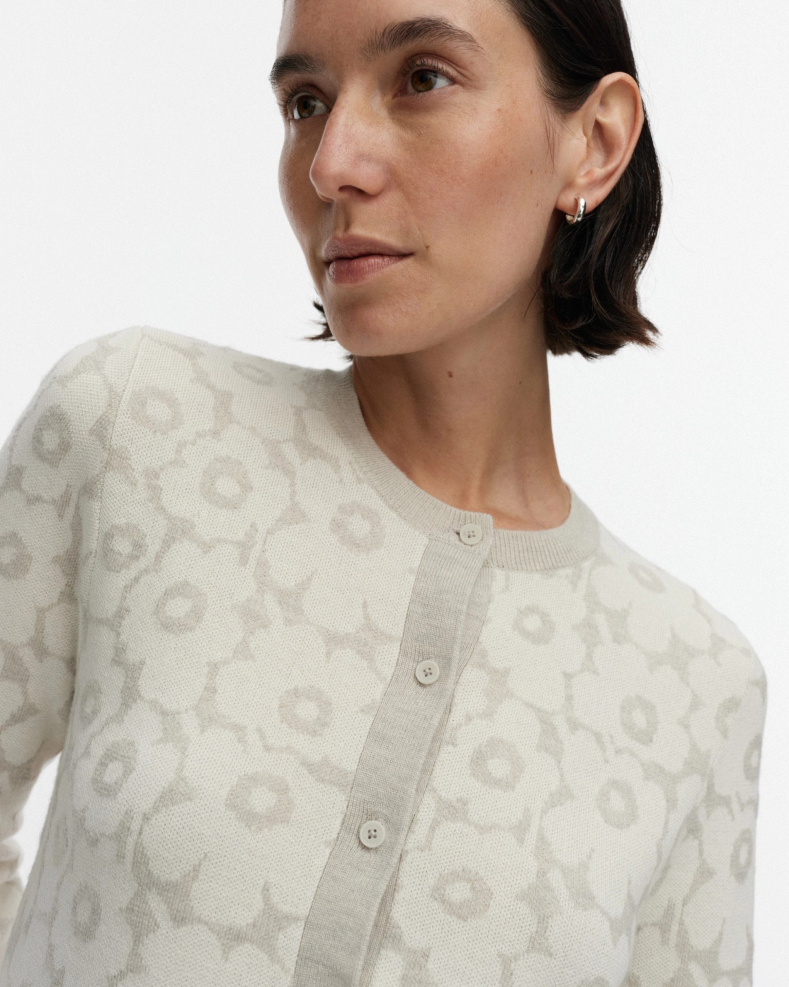 Arvaus Unikko, Knit cardigan, off-white, light grey,