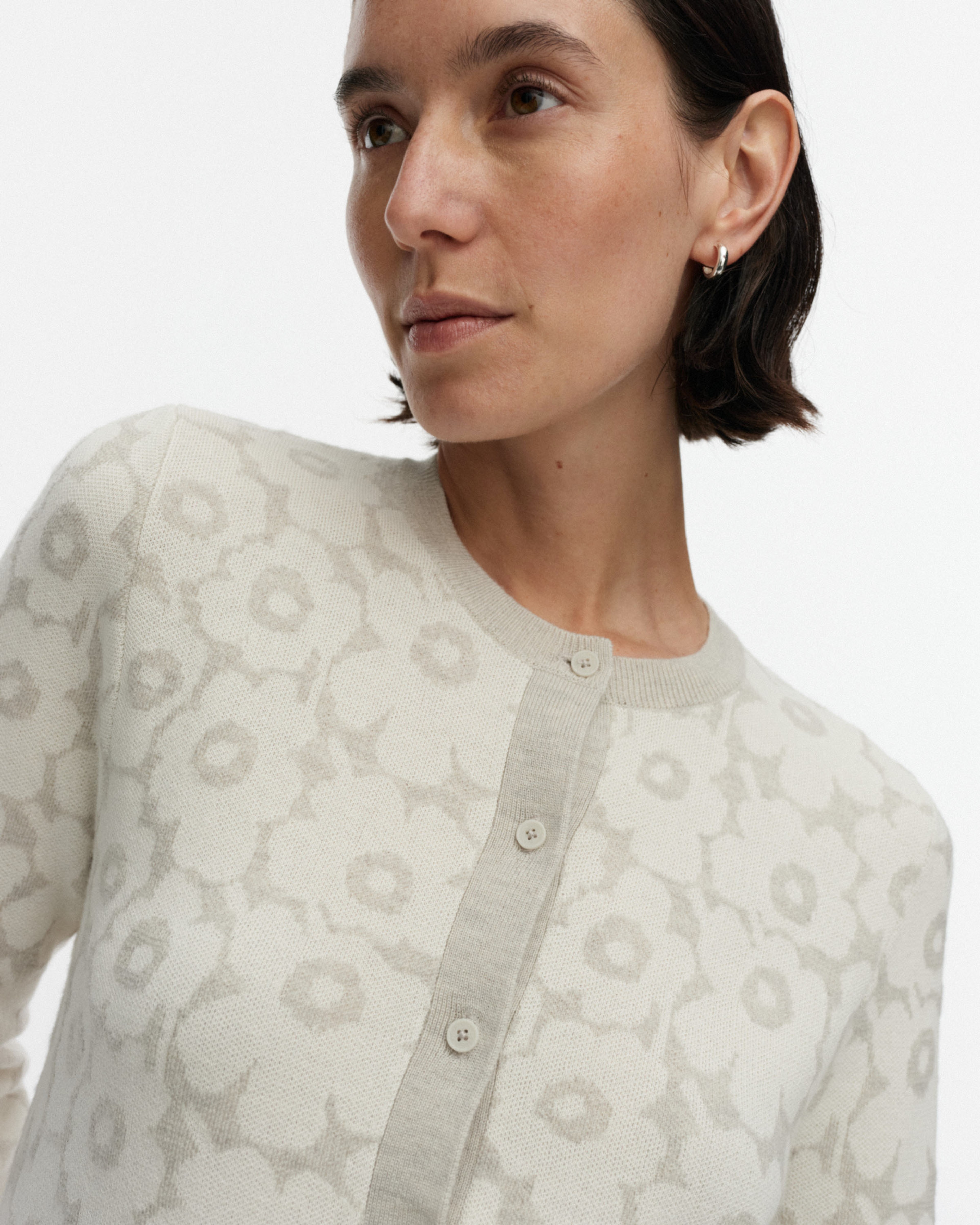 Arvaus Unikko, Knit cardigan, off-white, light grey,