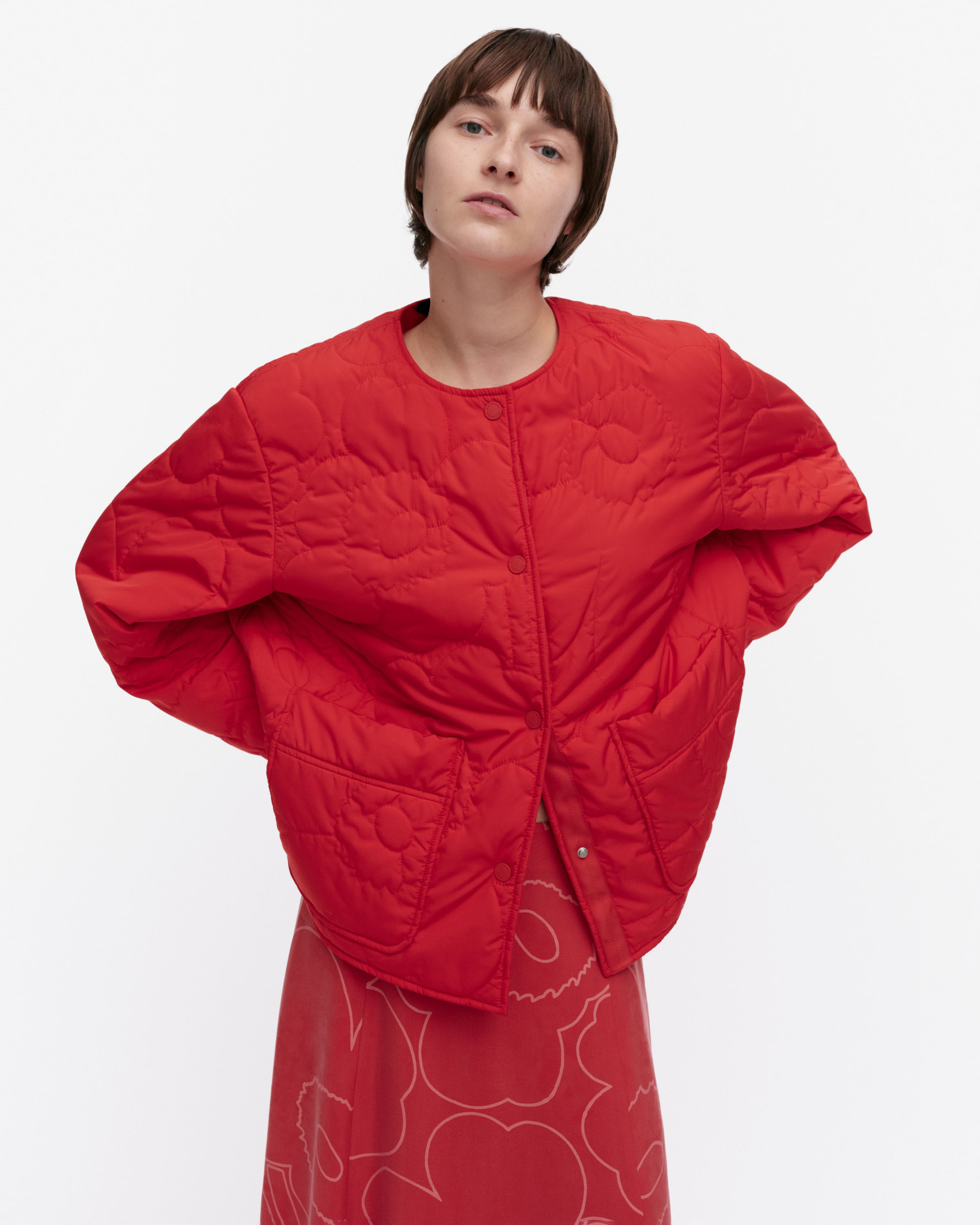 Kapseli Piirto Unikko, Lightweight padded coat, red, red,