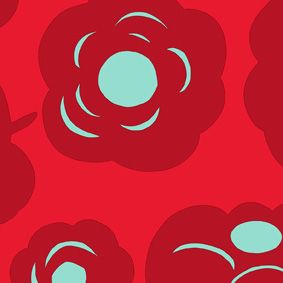 red, dark red, light turquoise